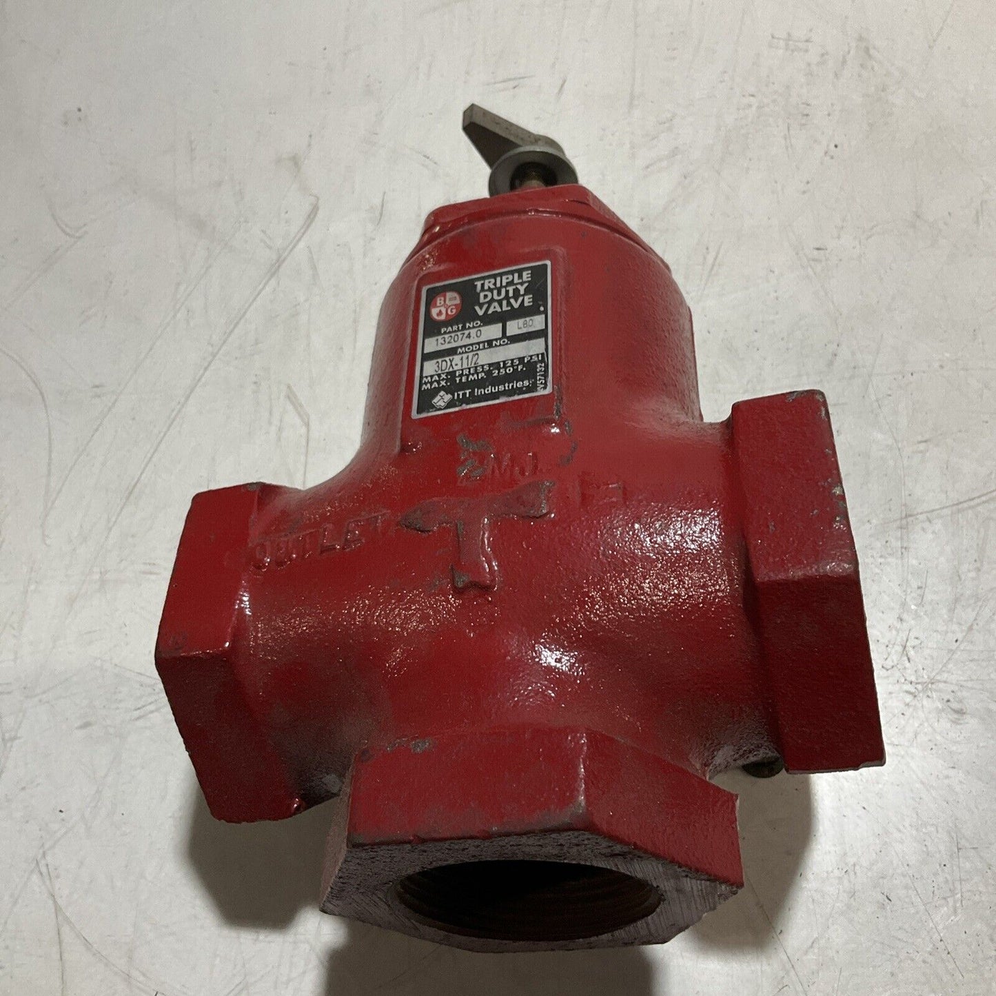 ITT BELL & GOSSETT 1320740 3DX-1 1/2 TRIPLE DUTY VALVE 125 PSI 250 F N3M