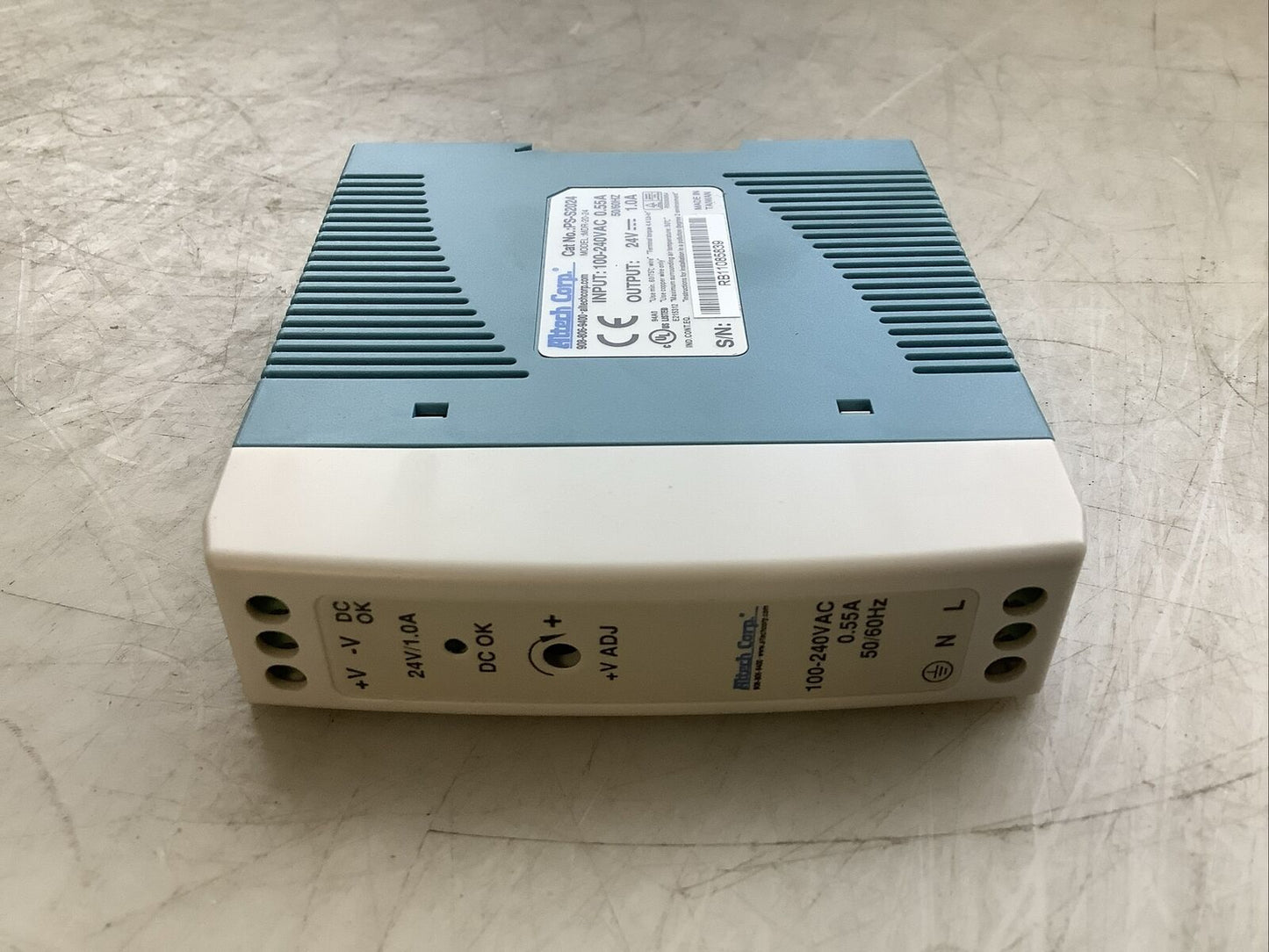 ALTECH CORP PS-S2024 100-240VAC 0.55A 24VDC POWER SUPPLY U3S