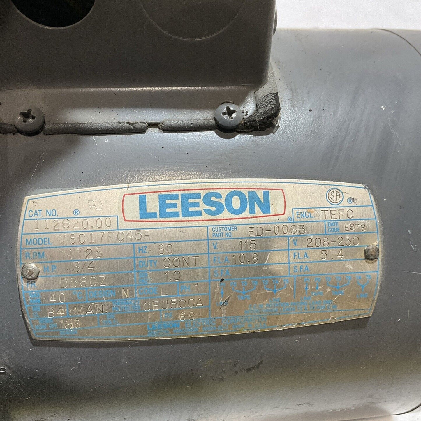 LEESON M6C17FC45F  ELECTRIC MOTOR  U3S