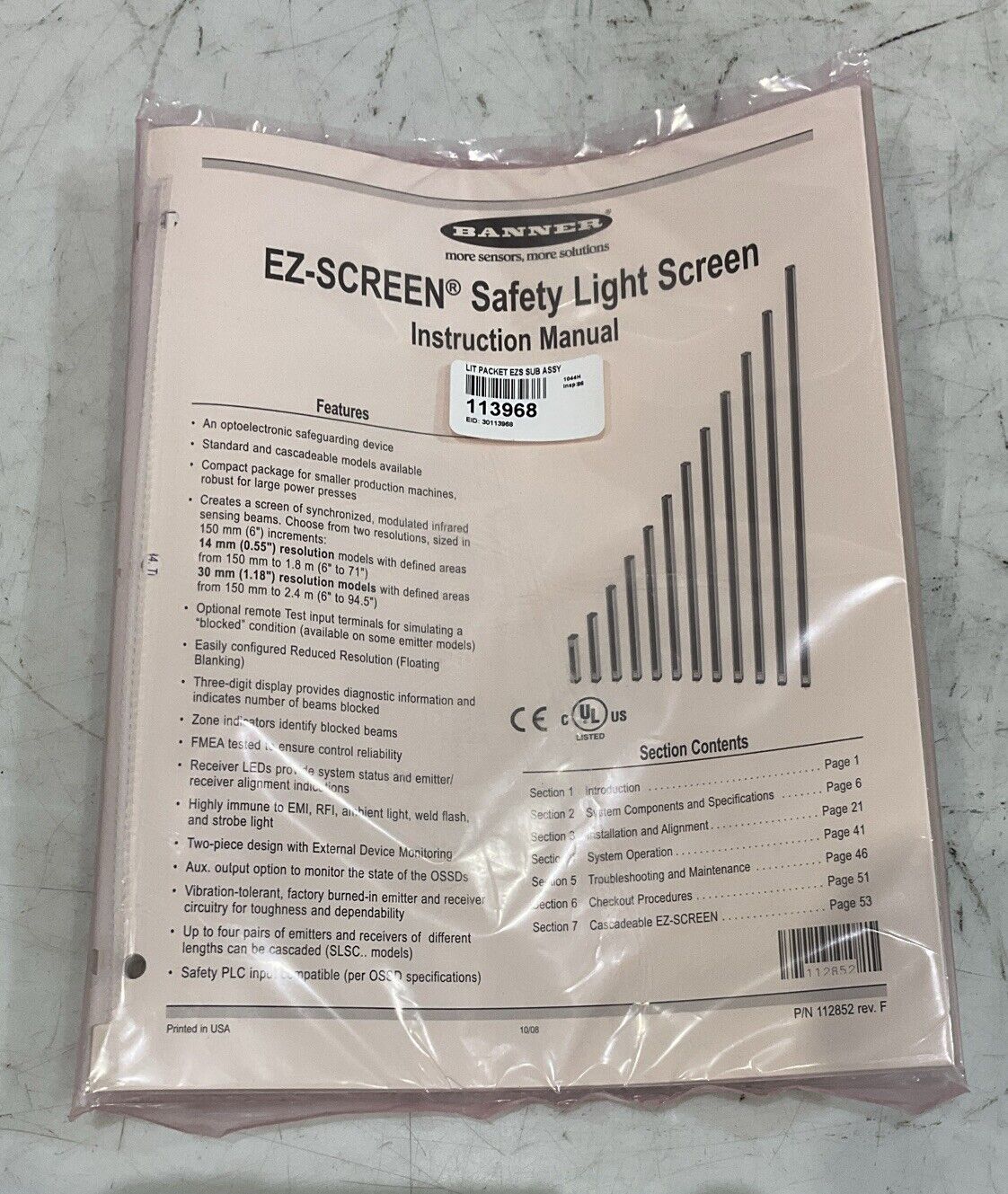 BANNER SLSR14-450Q8 LIGHT CURTAIN RECEIVER U3S