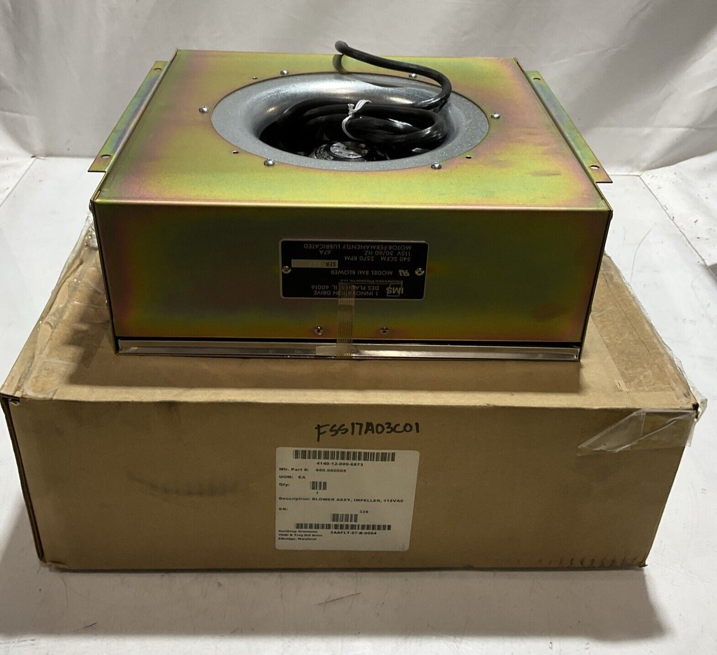 IMS BMI BLOWER  540 SCFM 2570 RPM SERIES 328  BLOWER ASSEMBLY IMPELLER  U3S