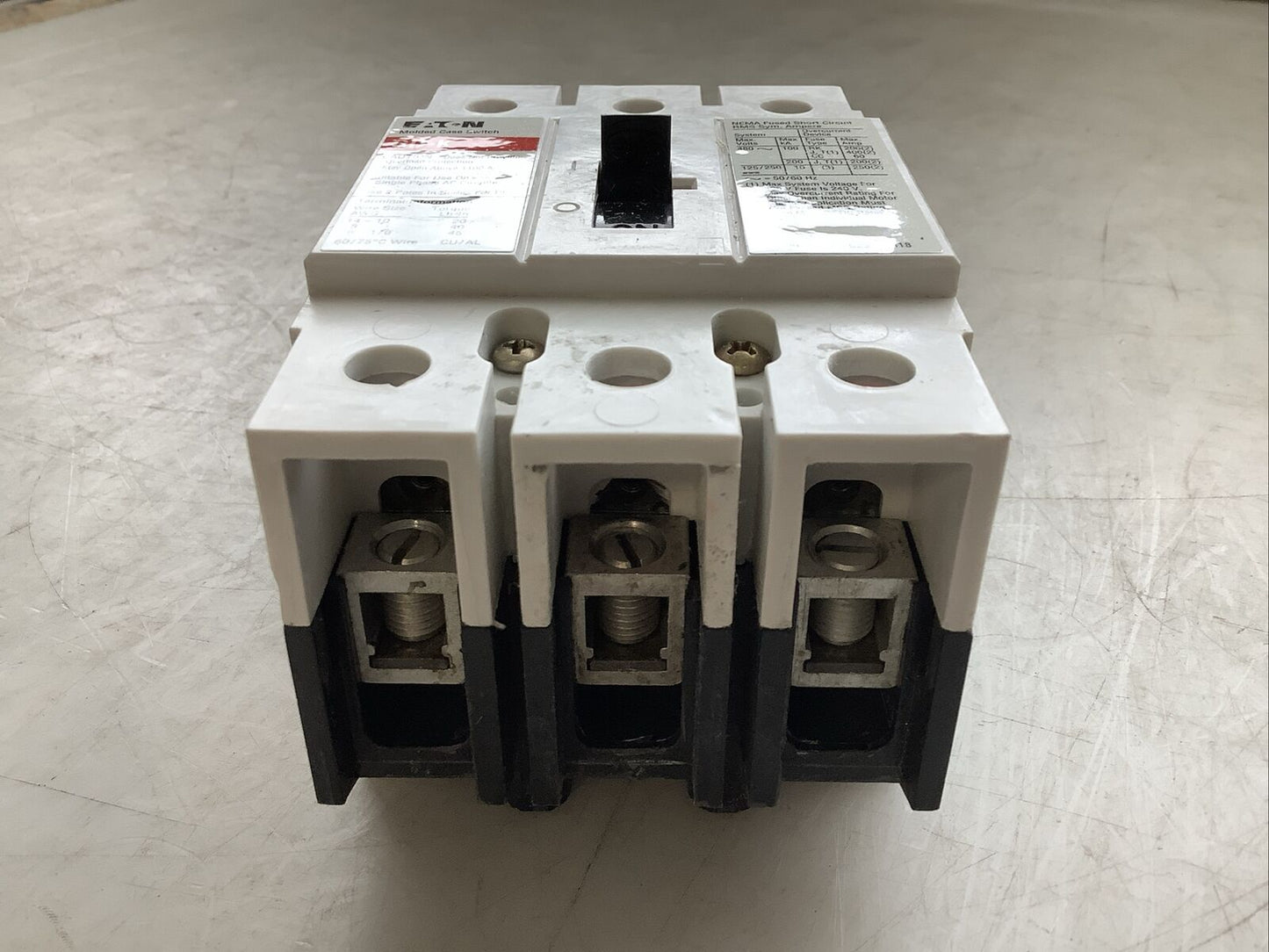 EATON GD3100K 100A MOLDED CASE SWITCH CIRCUIT BREAKER 3 POLE U3S