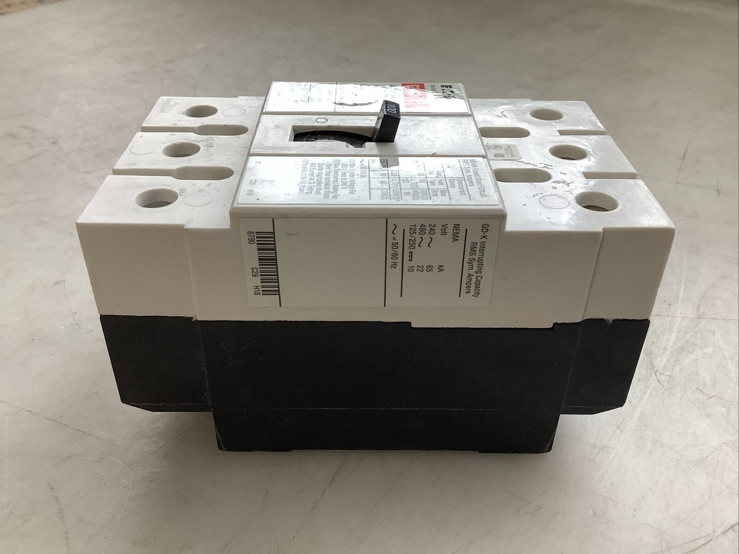 EATON GD3100K 100A MOLDED CASE SWITCH CIRCUIT BREAKER 3 POLE U3S