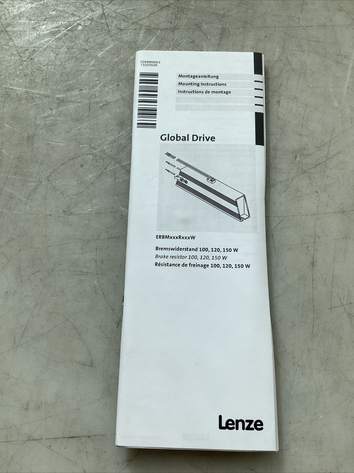 LENZE ERBM082R100W BRAKE RESISTOR 100W 82 OHM U3S