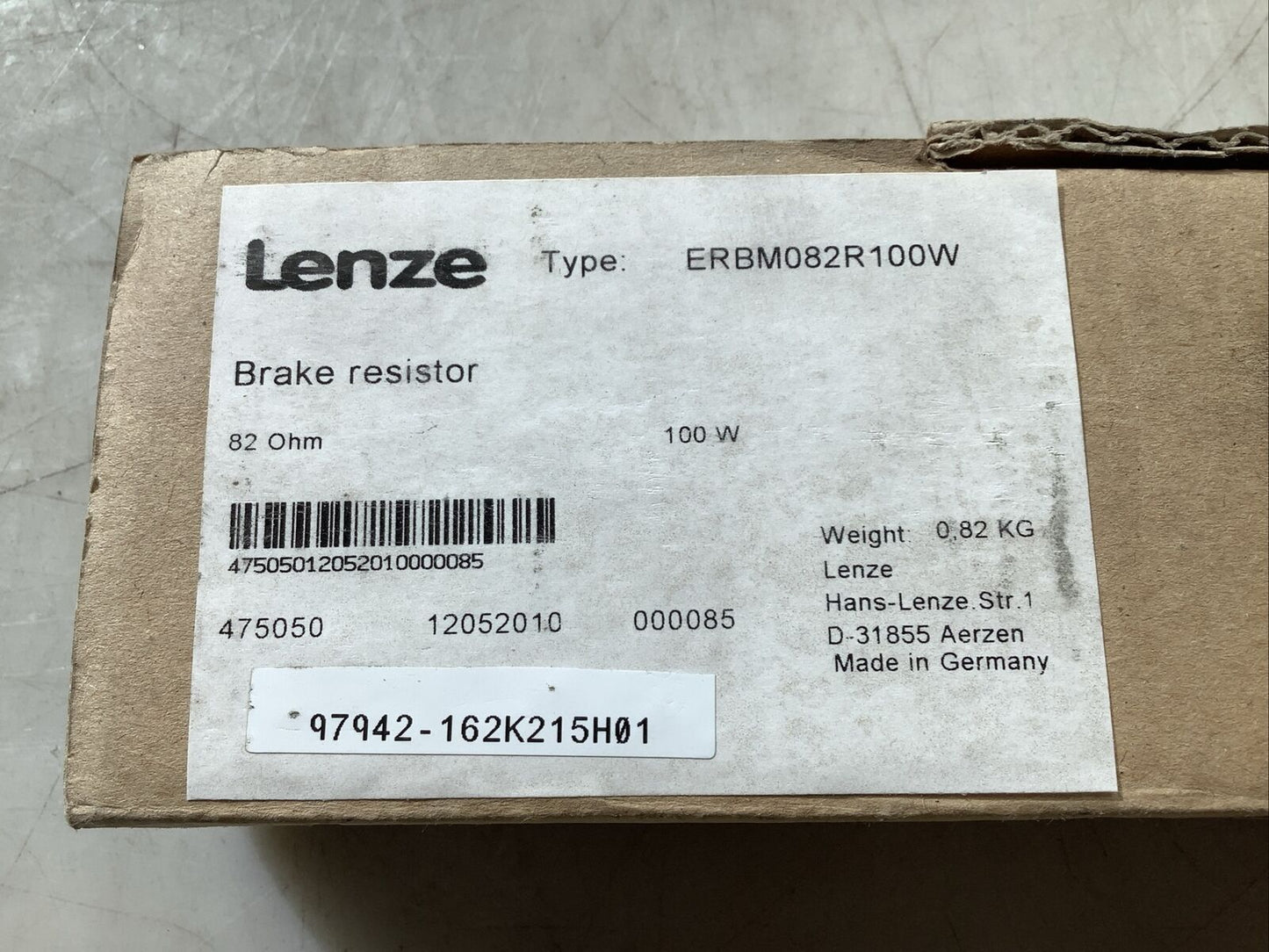 LENZE ERBM082R100W BRAKE RESISTOR 100W 82 OHM U3S