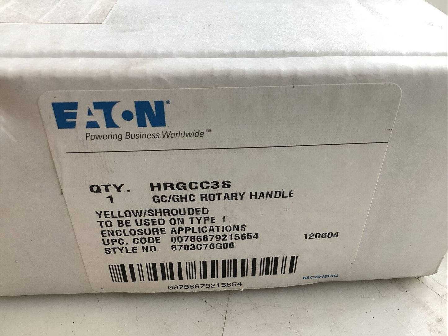 EATON HRGCC3S YELLOW SHROUDED ROTARY HANDLE FOR BREAKER SWITCH U3S