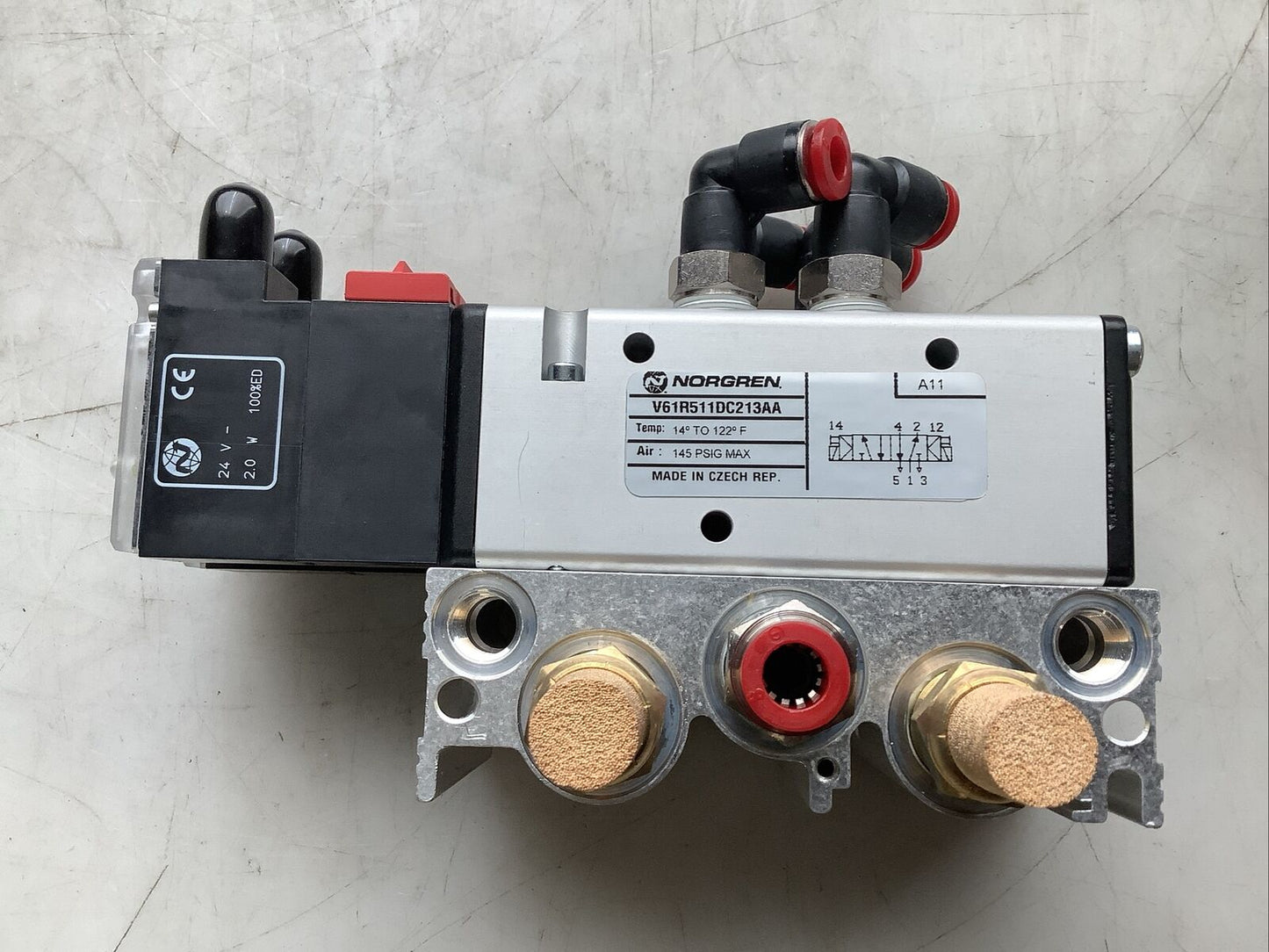 NORGREN V61R511DC213AA SOLENOID VALVE PAIR MANIFOLD 145PSIG U3S