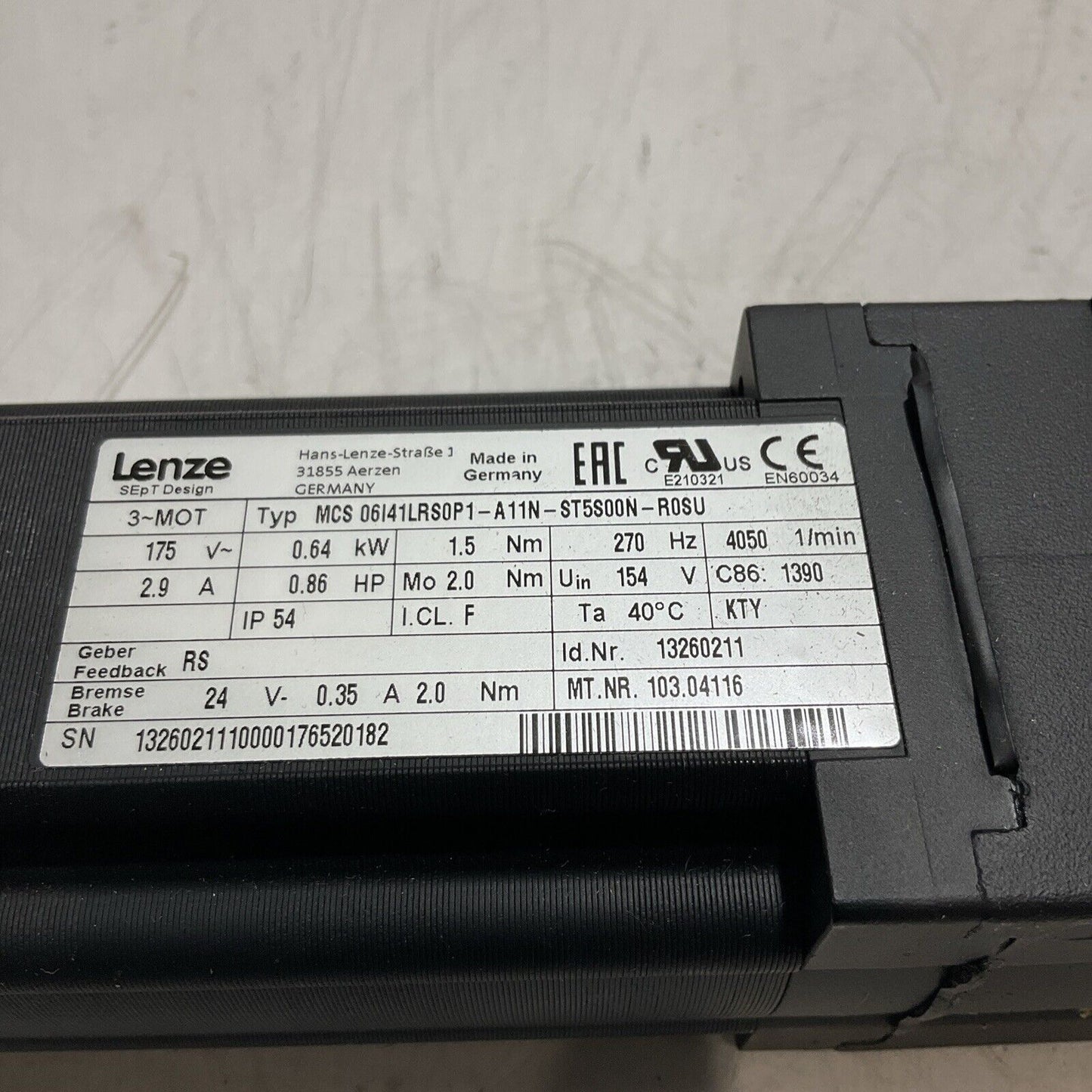 LENZE  MCS06141LRSOP1-A11N-ST5SOON-R0SU SERVO MOTOR  U3S