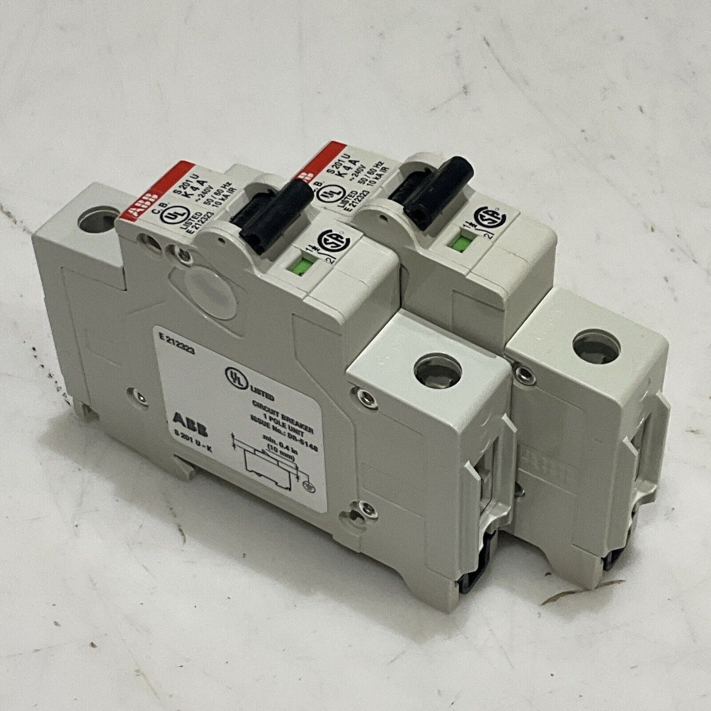 ABB S 201 U K4 A S201U-K4 MINI CIRCUIT BREAKER 240V 50/60HZ LOT OF 2 U3S