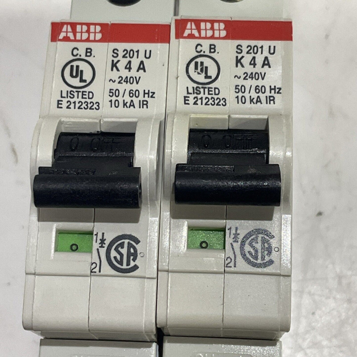 ABB S 201 U K4 A S201U-K4 MINI CIRCUIT BREAKER 240V 50/60HZ LOT OF 2 U3S