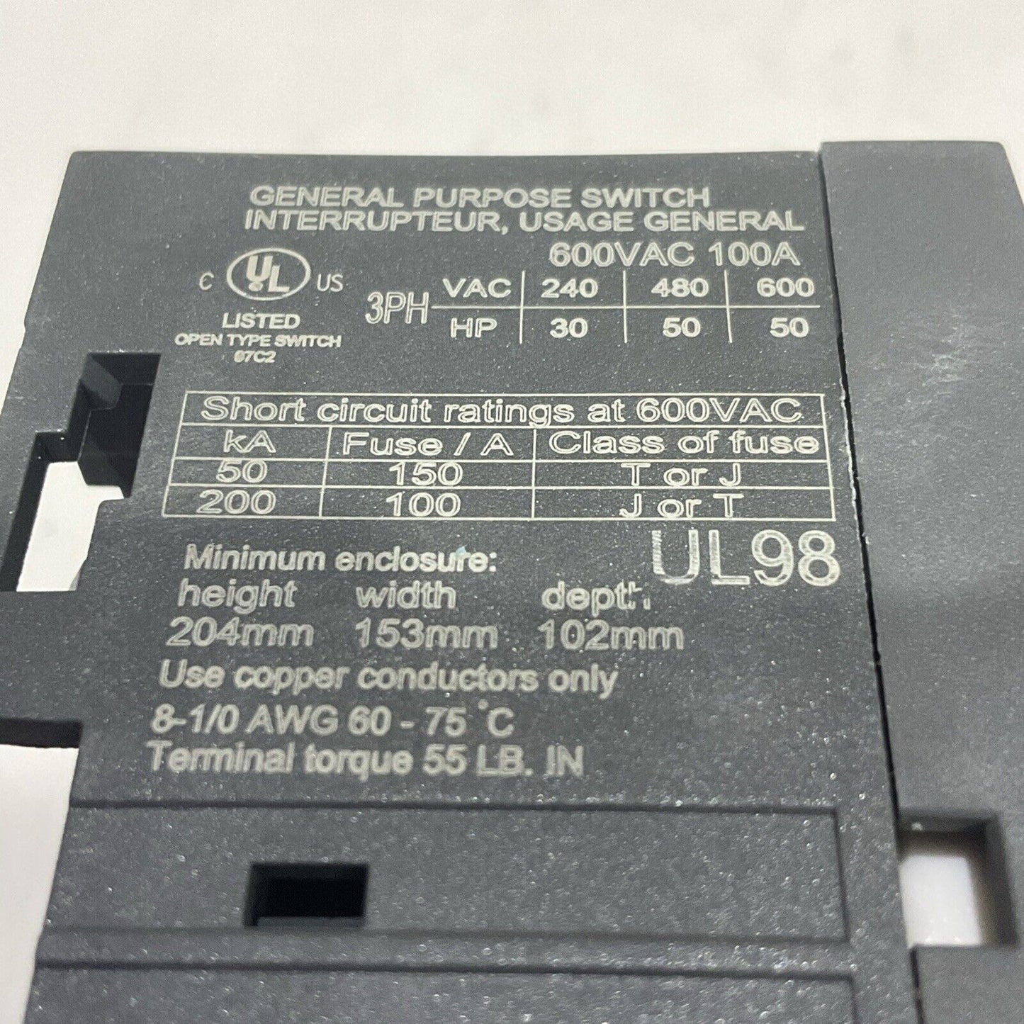 ABB 1SCA105004R1001 OT100F3 DISCONNECTOR SWITCH 100A U3S