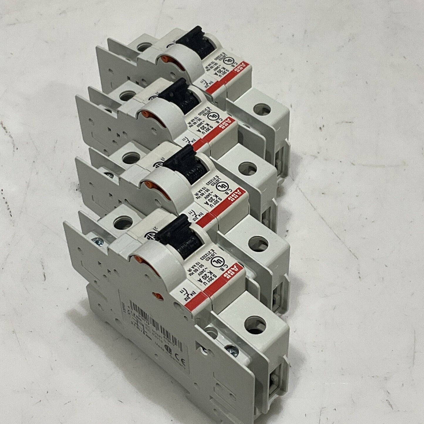 ABB S 201 U K 20 A MINI CIRCUIT BREAKER 240V 50/60HZ LOT OF 4 U3S