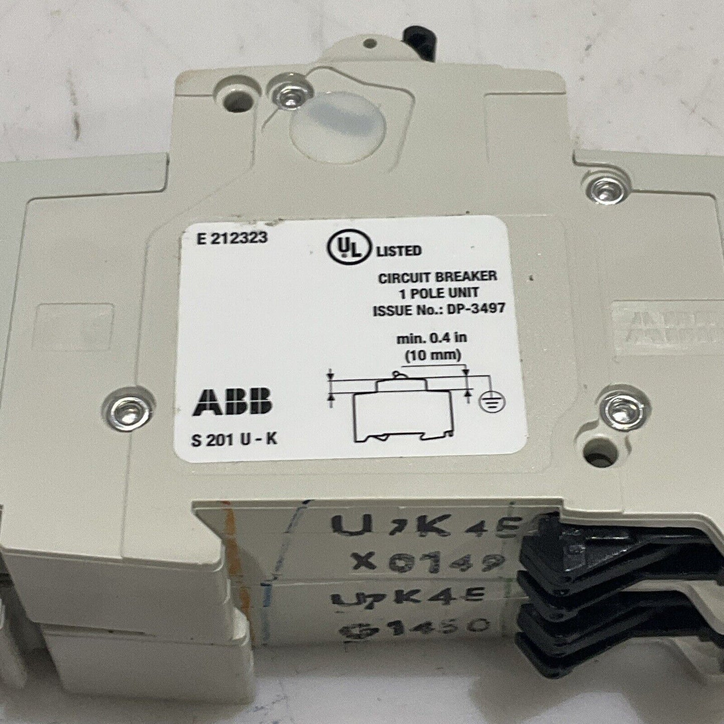 ABB S 201 U K4 A S201U-K4 MINI CIRCUIT BREAKER 240V 50/60HZ LOT OF 2 U3S