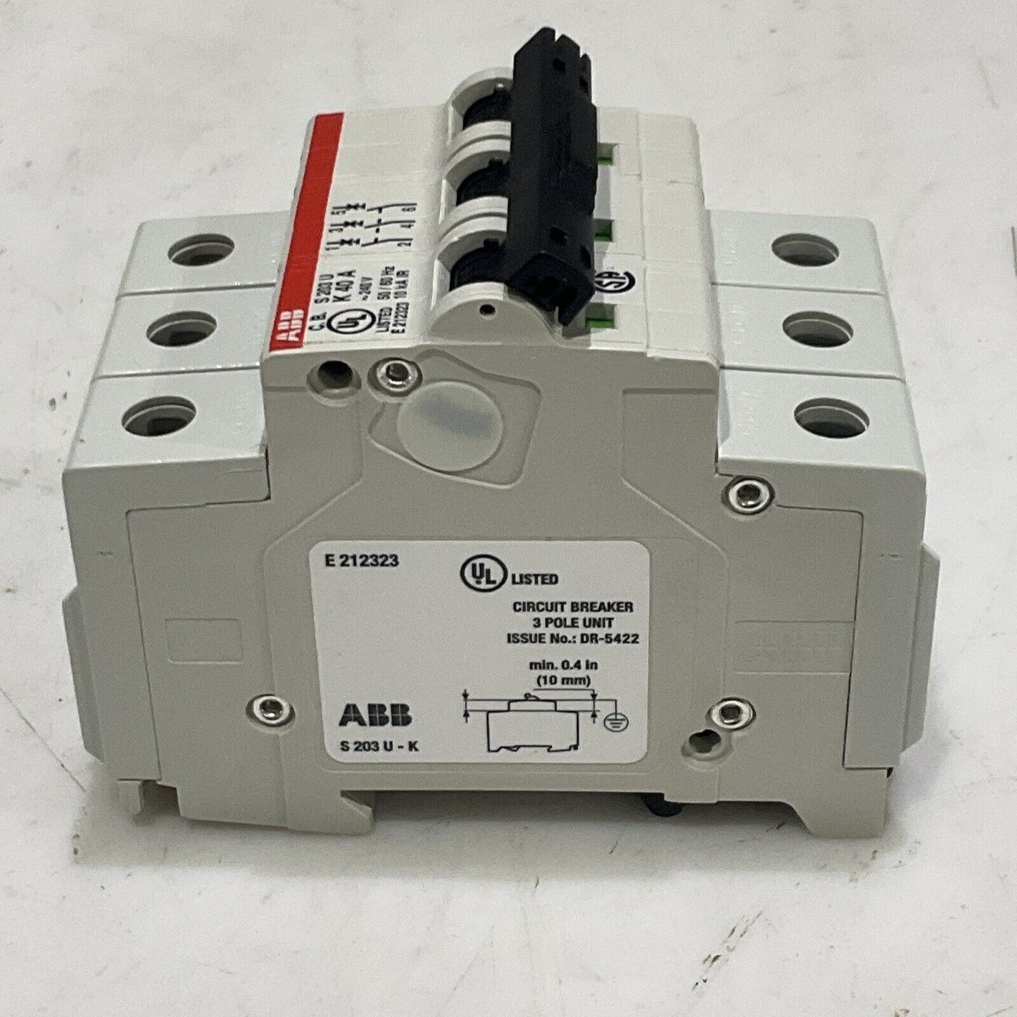 ABB S 203 U K 40 A S203U-K40A MINI CIRCUIT BREAKER 50/60 HZ 240V 40A 3 P U3S