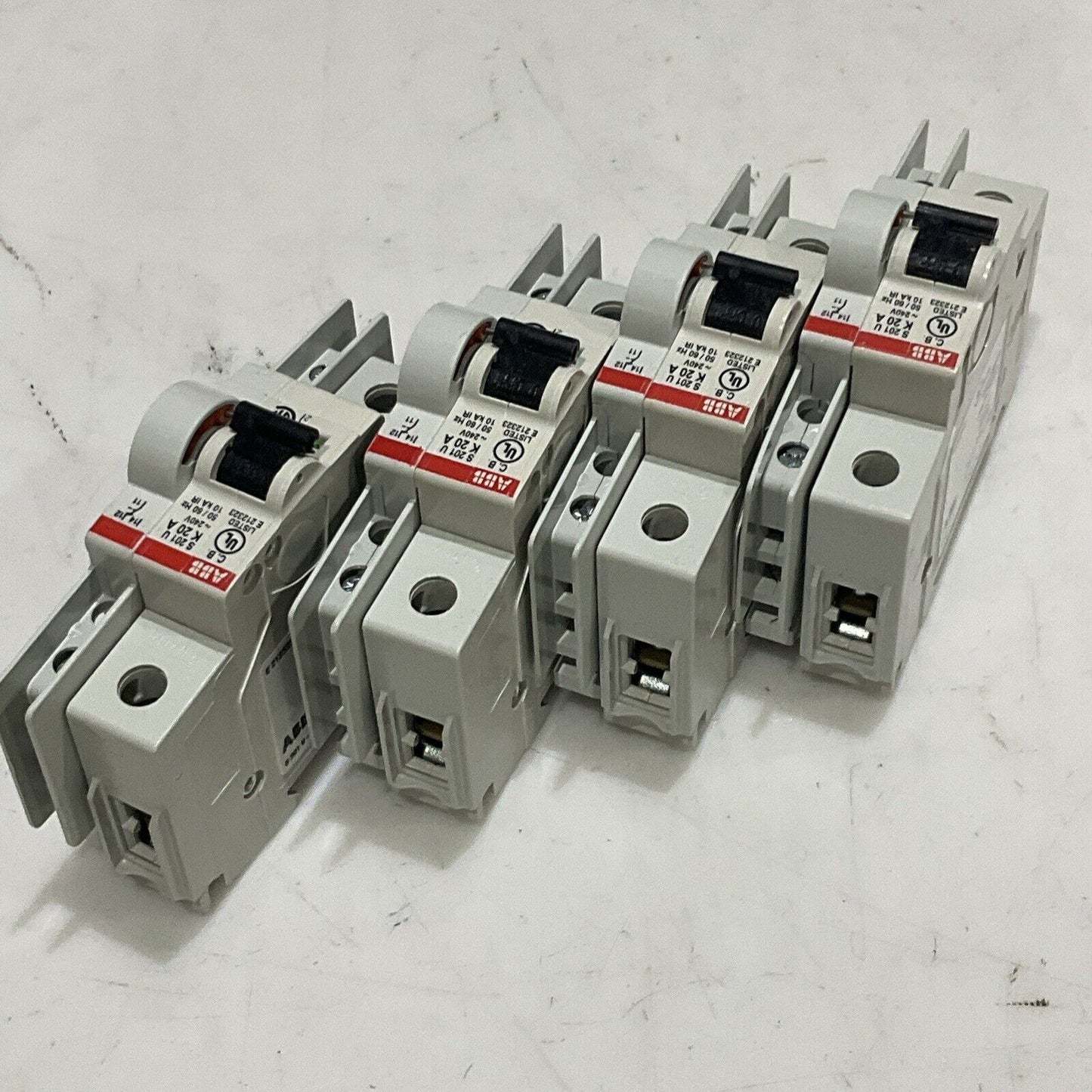 ABB S 201 U K 20 A MINI CIRCUIT BREAKER 240V 50/60HZ LOT OF 4 U3S