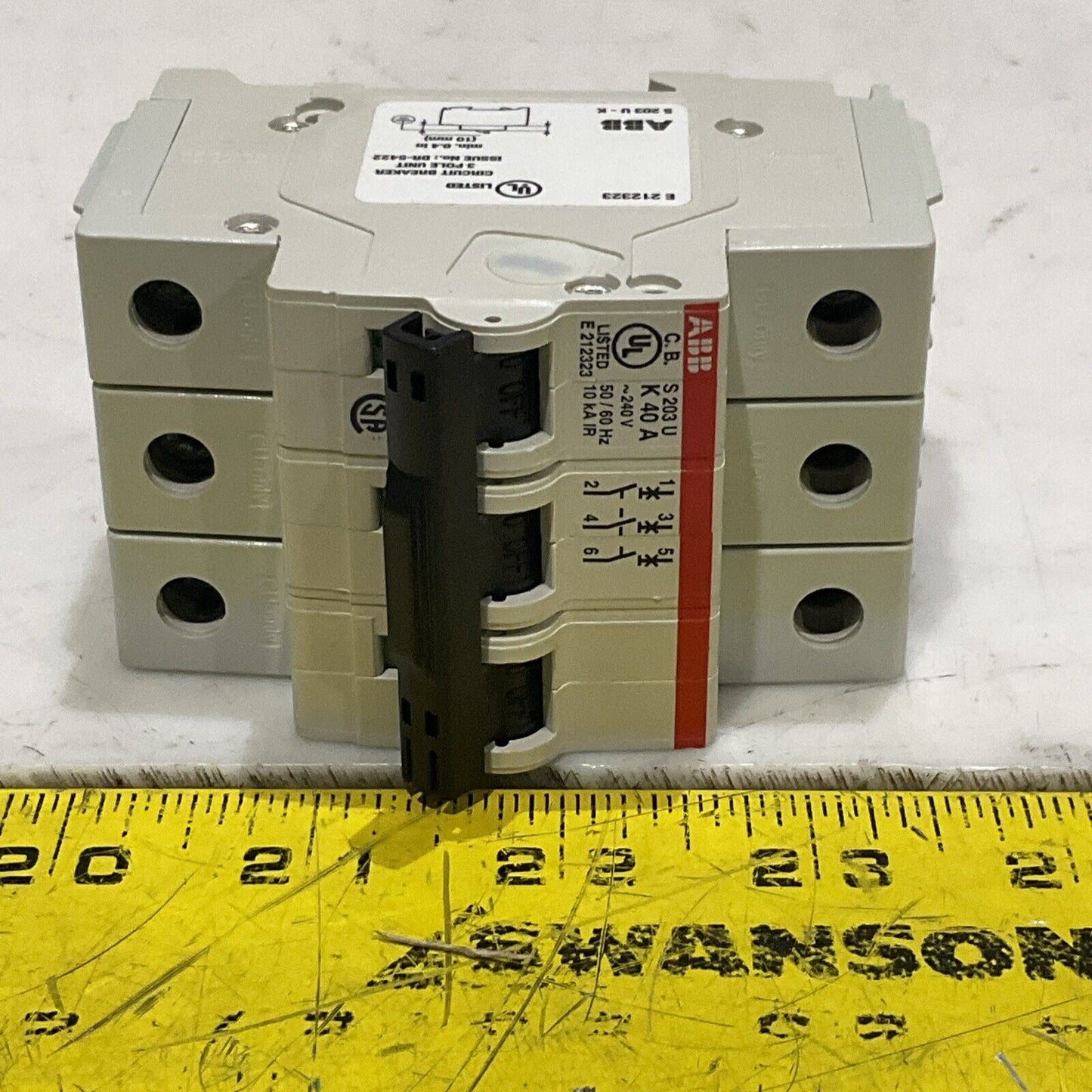 ABB S 203 U K 40 A S203U-K40A MINI CIRCUIT BREAKER 50/60 HZ 240V 40A 3 P U3S