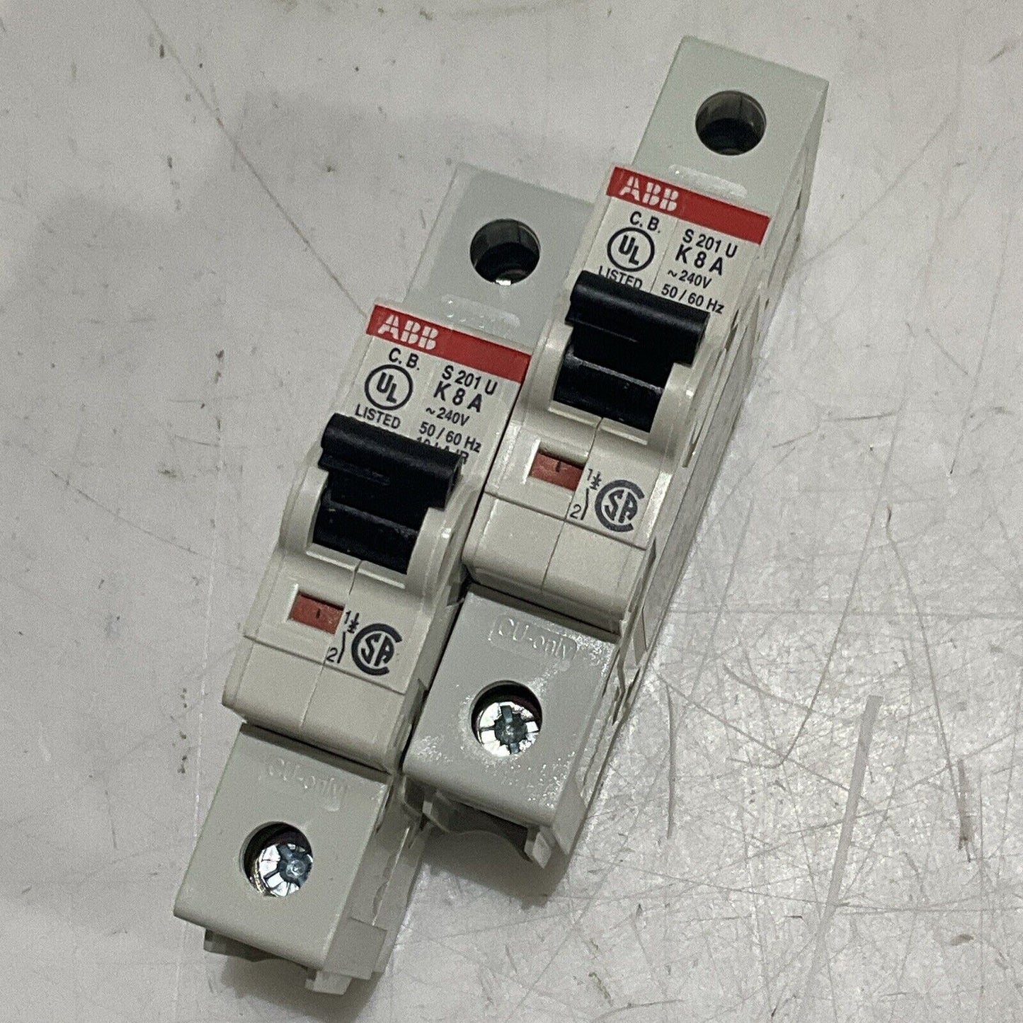 ABB S201U-K8 S 201 U K 8 A CIRCUIT BREAKER 240V 50/60HZ LOT OF 2 U3S