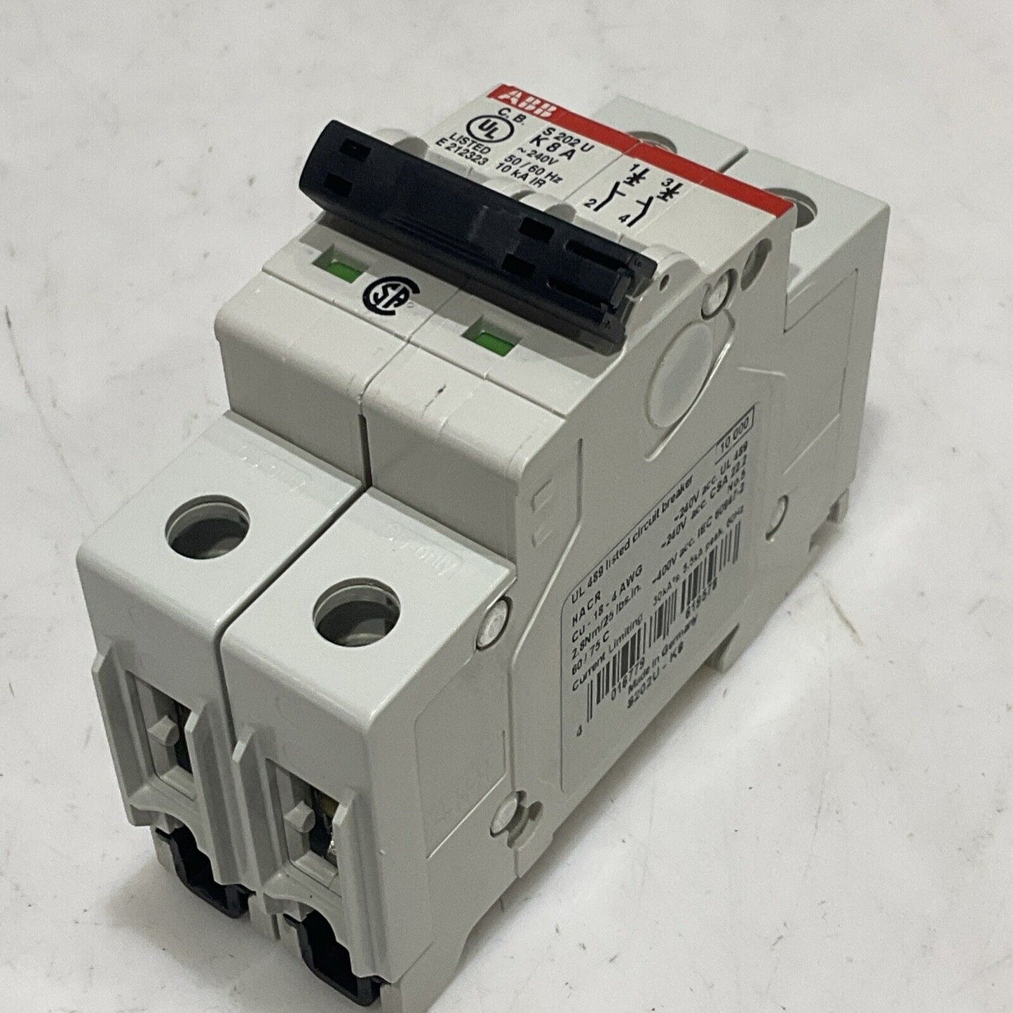 ABB S 202 U K 8 A S202U-K8 MINI CIRCUIT BREAKER 240V 50/60HZ U3S