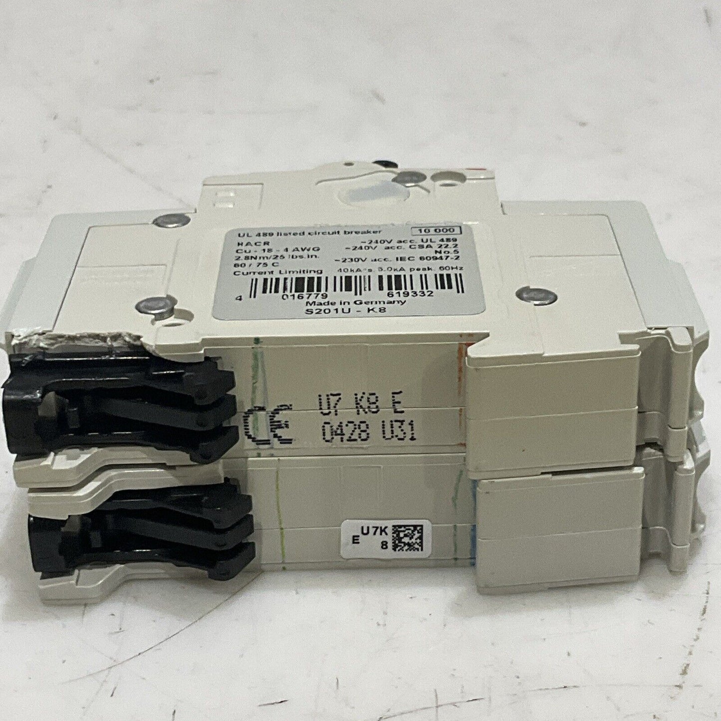 ABB S201U-K8 S 201 U K 8 A CIRCUIT BREAKER 240V 50/60HZ LOT OF 2 U3S