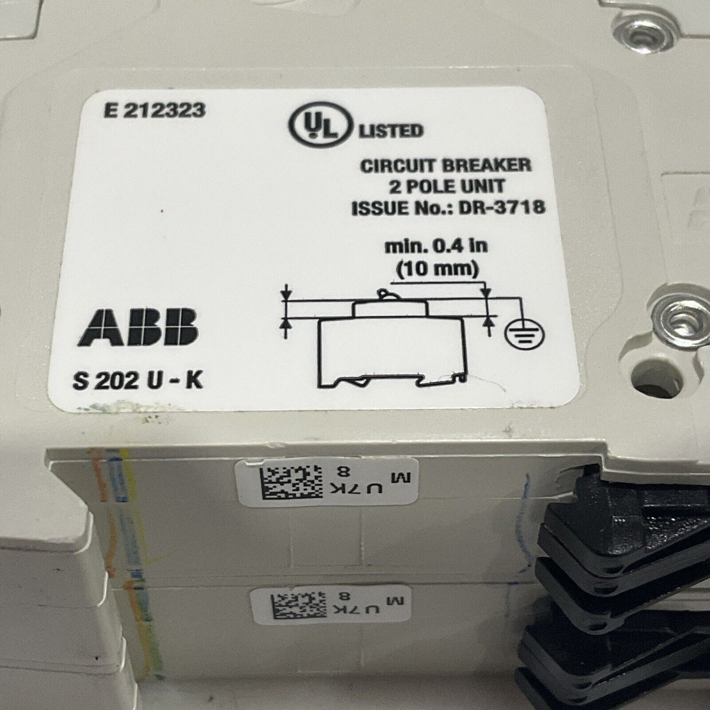 ABB S 202 U K 8 A S202U-K8 MINI CIRCUIT BREAKER 240V 50/60HZ U3S