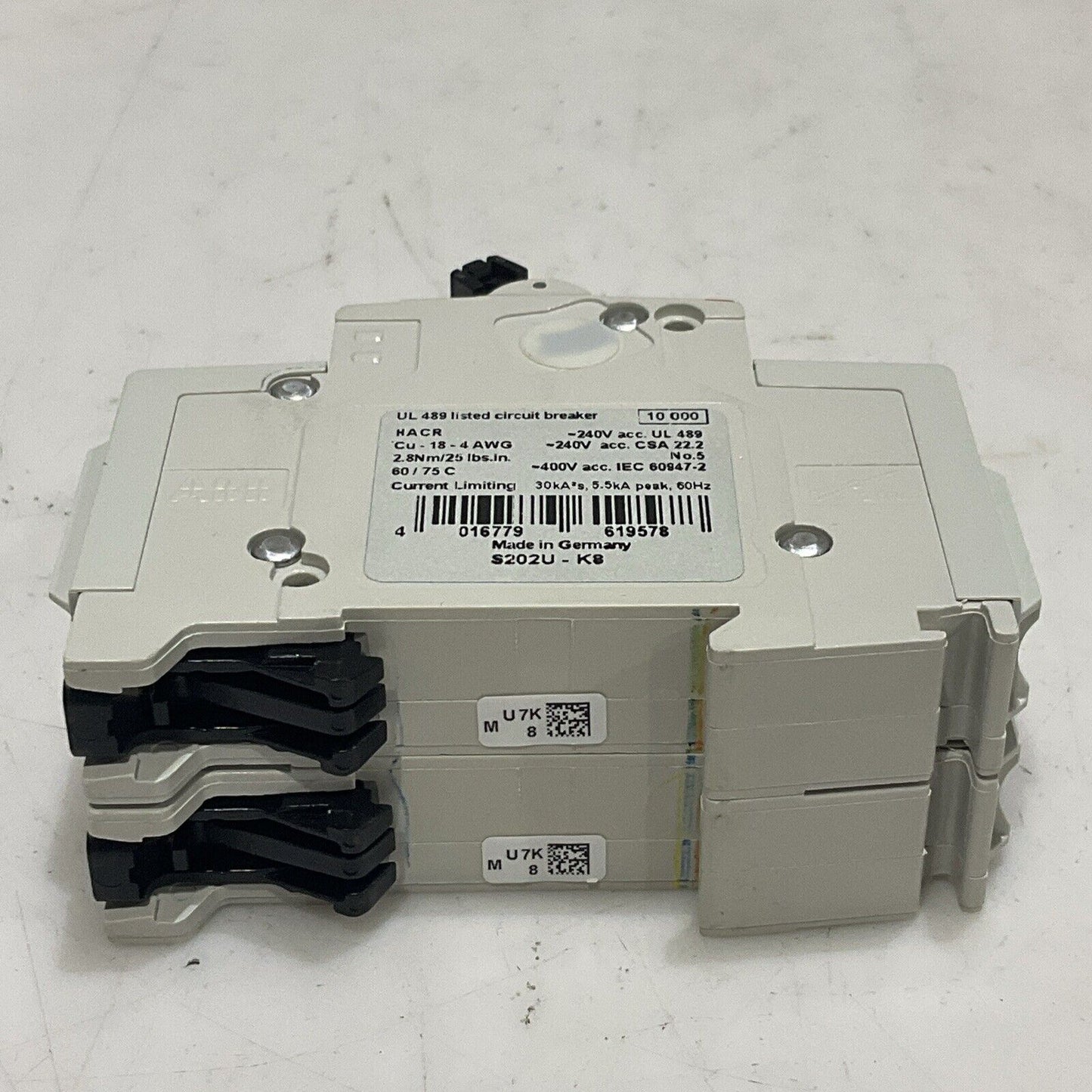 ABB S 202 U K 8 A S202U-K8 MINI CIRCUIT BREAKER 240V 50/60HZ U3S