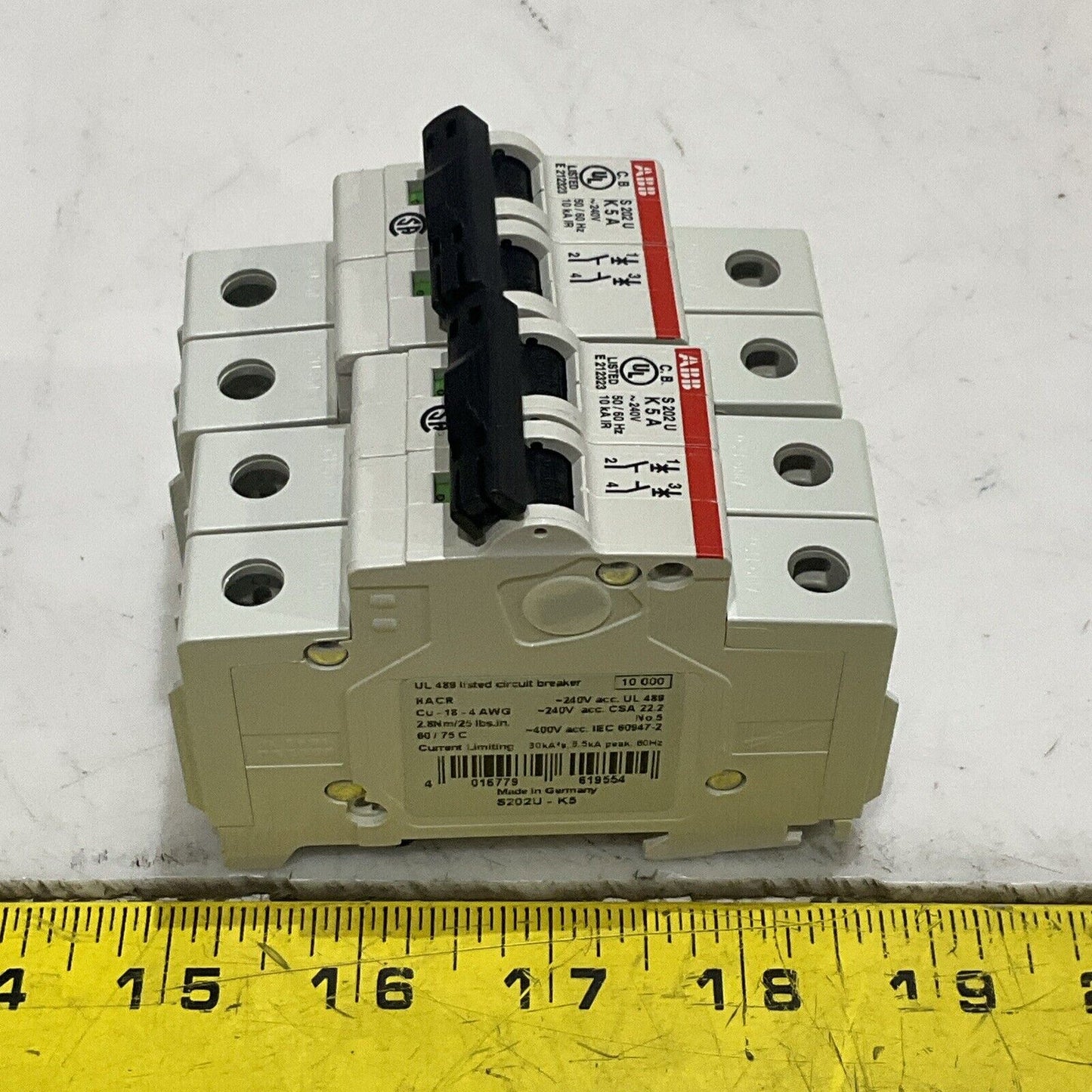 ABB C.B. S 202 U K 5 A CIRCUIT BREAKER 240V 50/60HZ LOT OF 2 U3S