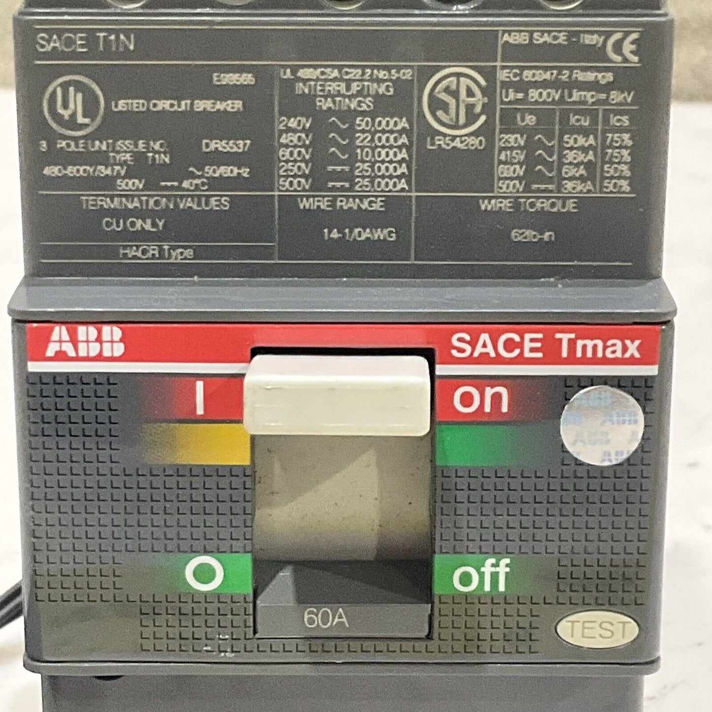 ABB SACE TMAX T1 N 100 CIRCUIT BEAKER 3 P  40 A 500 V TYPE T1N U3S