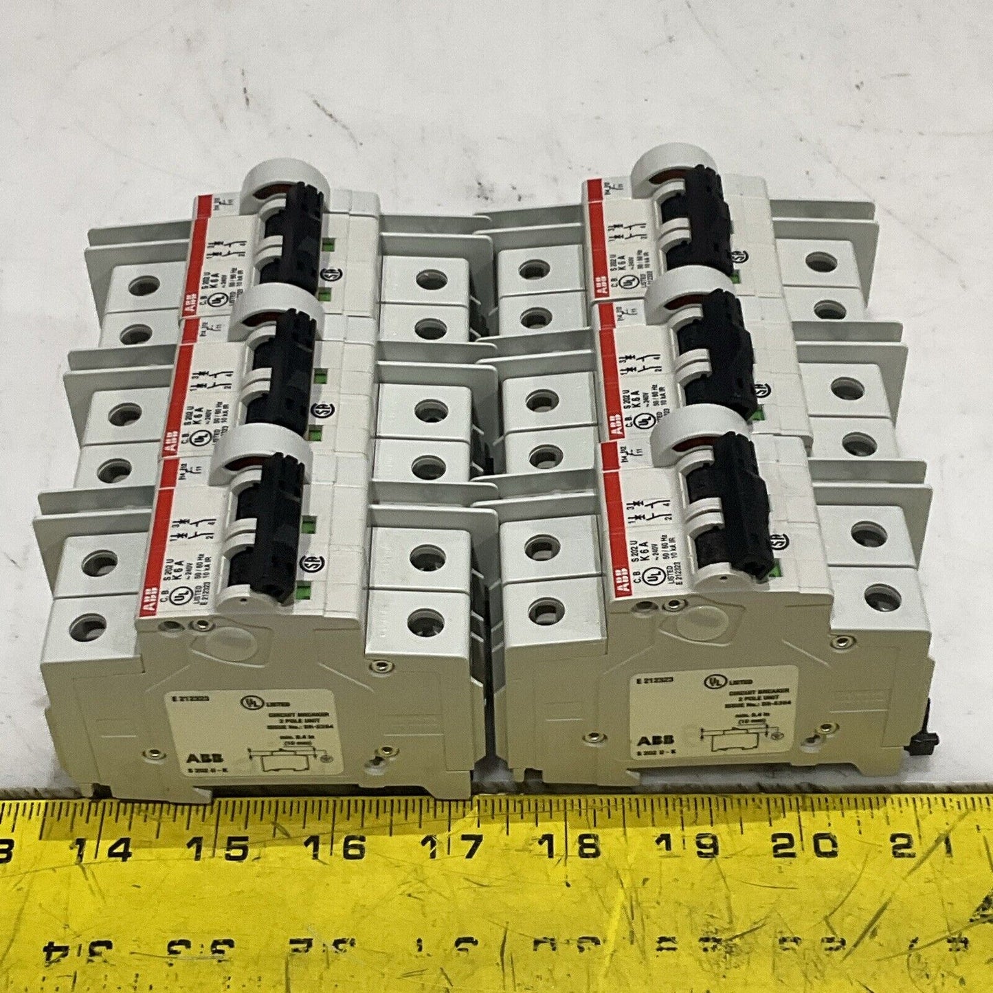 ABB S 203 U K 6 A CIRCUIT BREAKER 2 P 50/60 HZ LOT OF 6 U3S