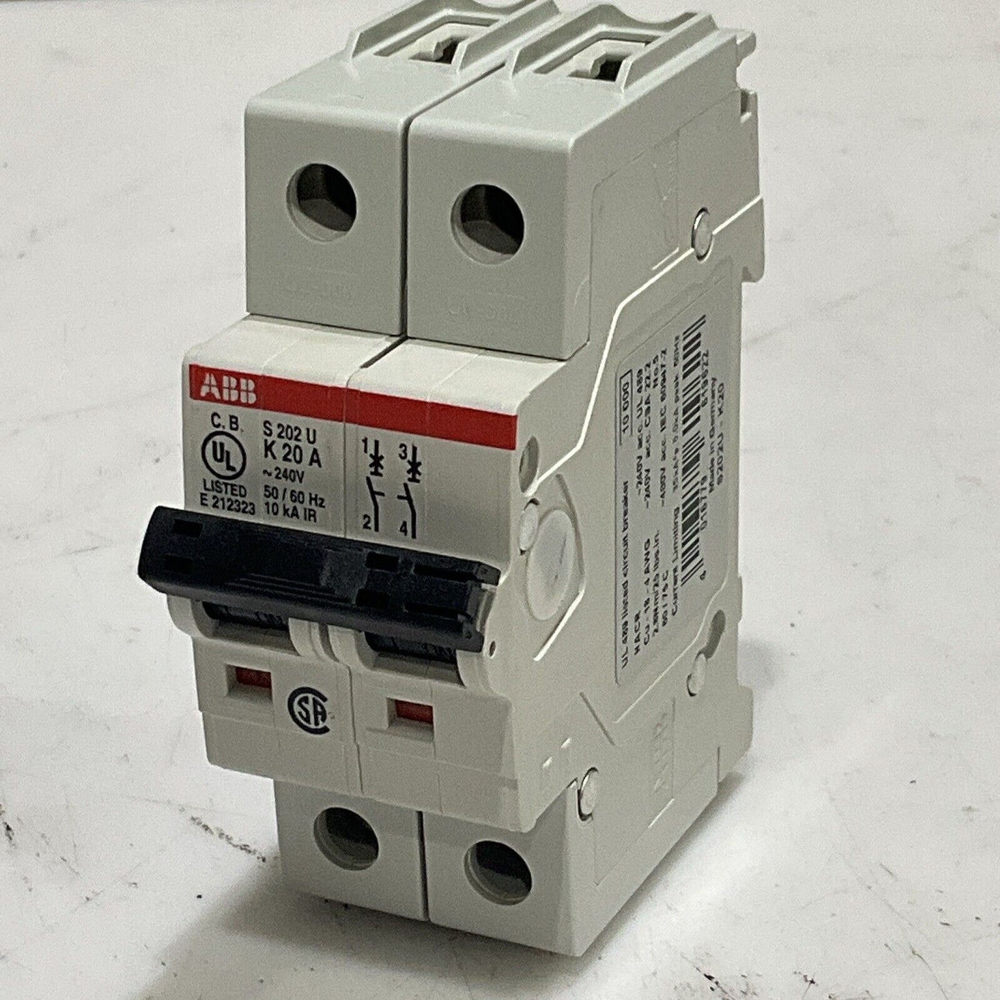 ABB S202U K 60 A CIRCUIT BREAKER 50/60 HZ 2 POLE 240V U3S