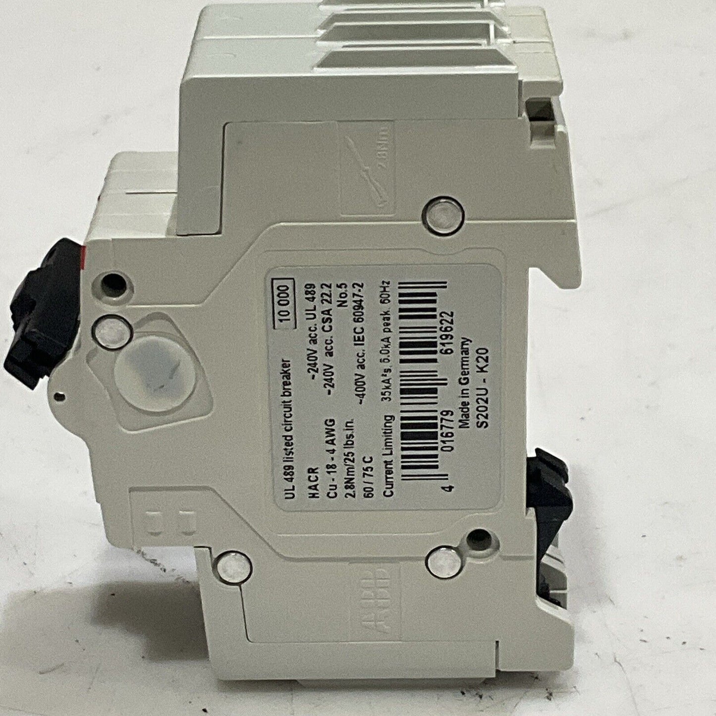 ABB S202U K 60 A CIRCUIT BREAKER 50/60 HZ 2 POLE 240V U3S