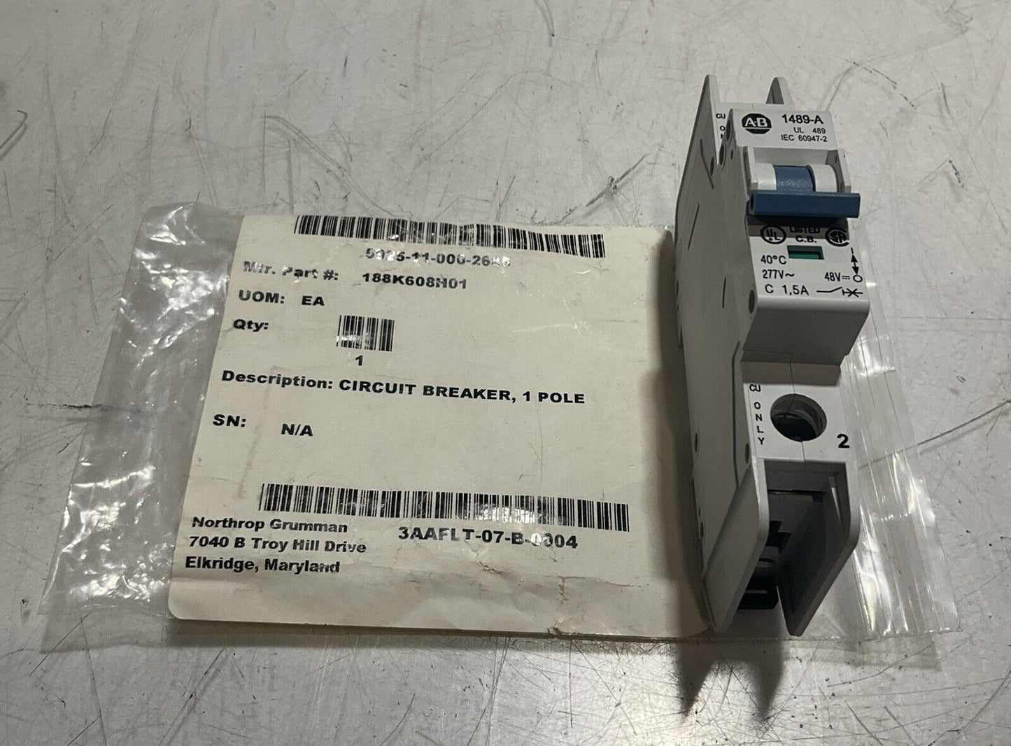 A-B  1489-A  MINIATURE CIRCUIT BREAKER  1 POLE  U3S