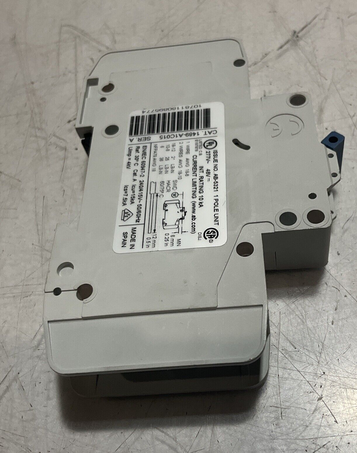 A-B  1489-A  MINIATURE CIRCUIT BREAKER  1 POLE  U3S