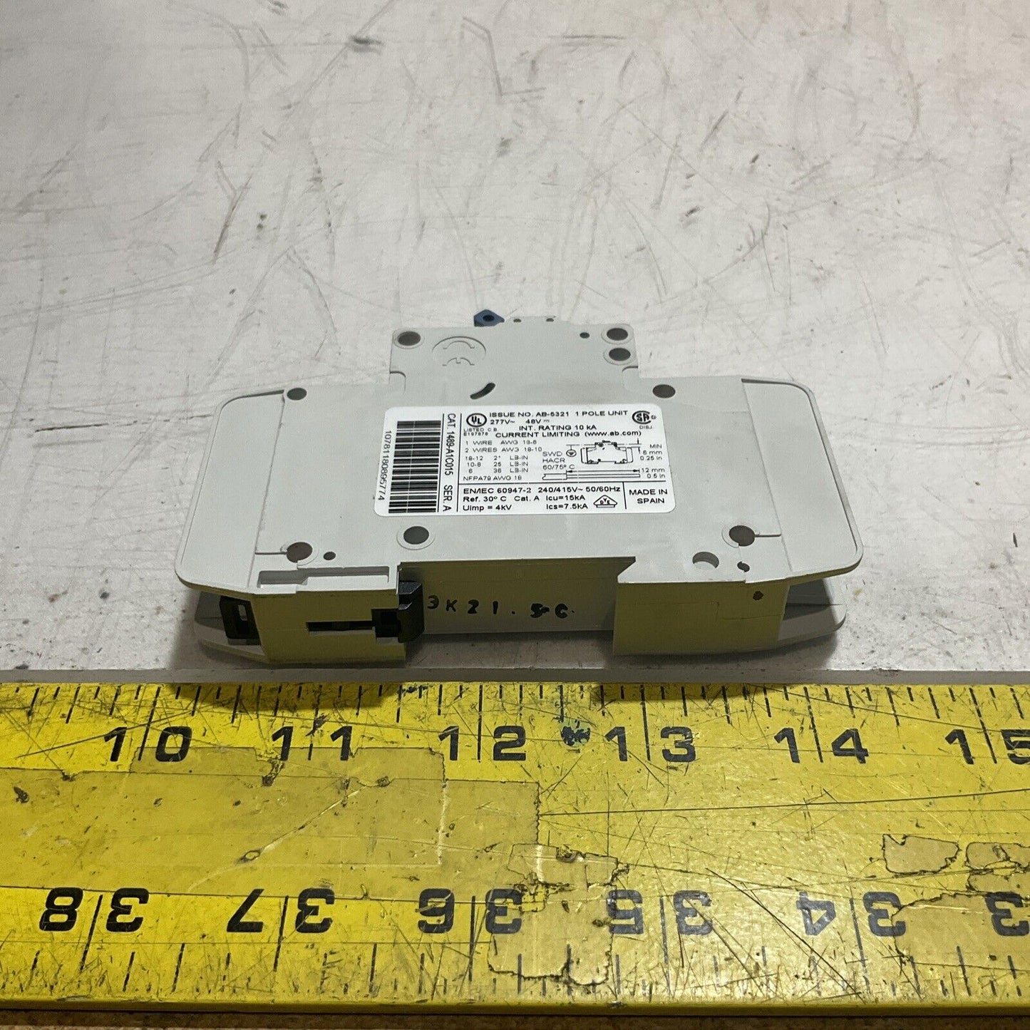 A-B  1489-A  MINIATURE CIRCUIT BREAKER  1 POLE  U3S