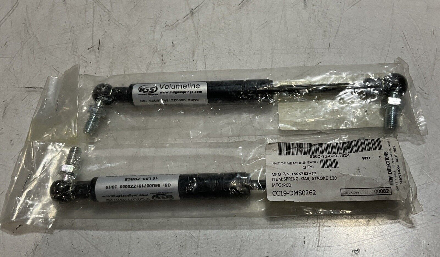 IGS VOLUMELINE  66U057151ZZ0050 30/19  SPRING GAS STROKE 120 10LBS LOT OF 2  U3S