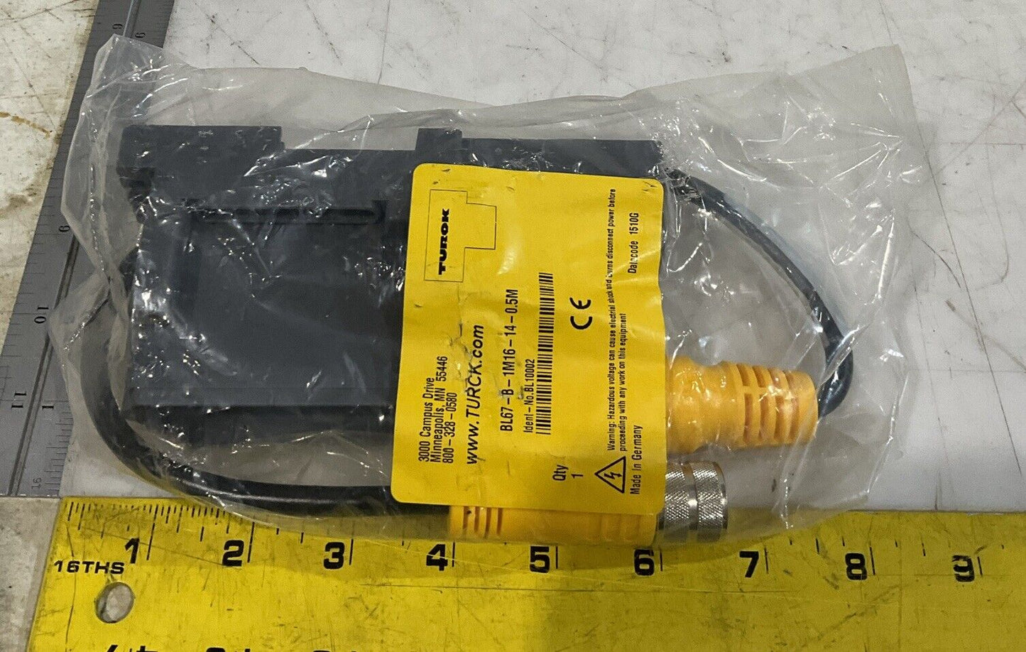 TURCK BL67-B-1M16-14-0.5M BASE MODULE CABLE ASSEMBLY U3S