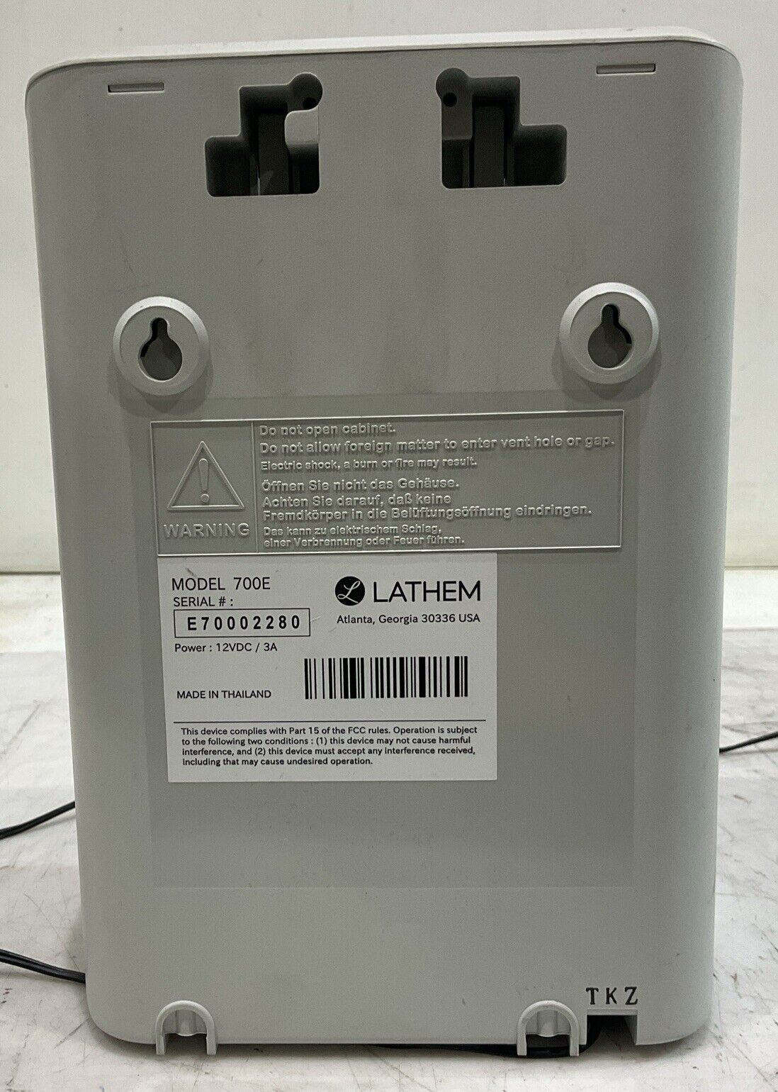 LATHEM 700E CALCULATING ELECTRONIC TIME CLOCK DIGITAL DISPLAY 12VDC/3A U3S