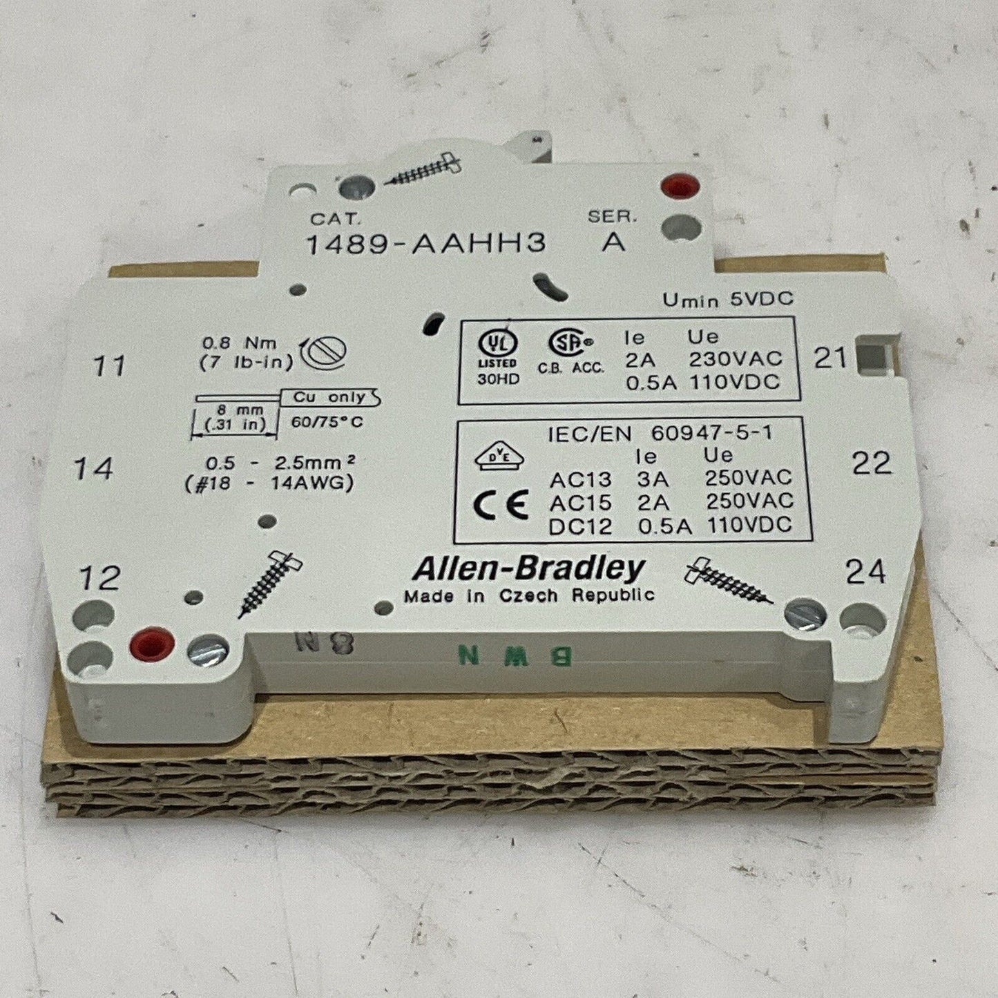 AB ALLEN BRADLEY 1489-AAHH3 AUXILIARY SWITCH SERIES A 230 VAC 110VDC U3S