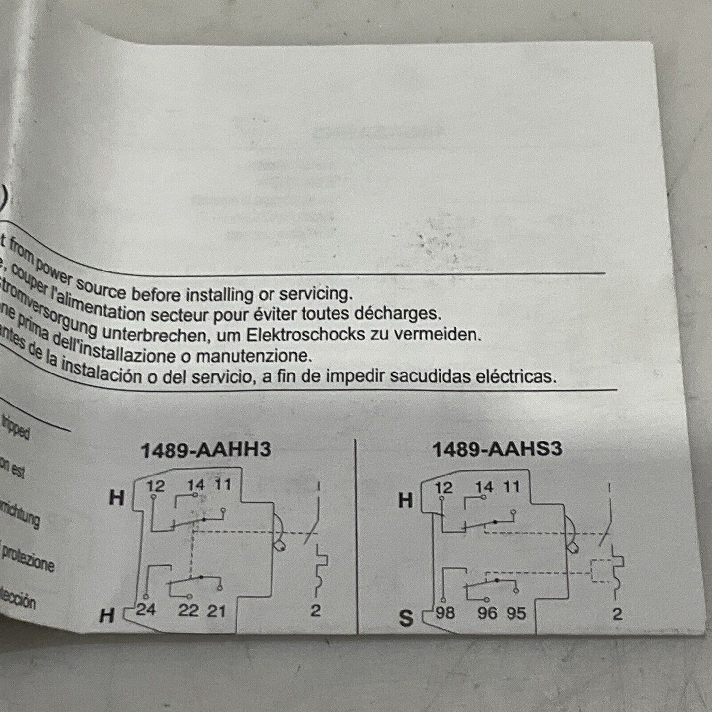 AB ALLEN BRADLEY 1489-AAHH3 AUXILIARY SWITCH SERIES A 230 VAC 110VDC U3S