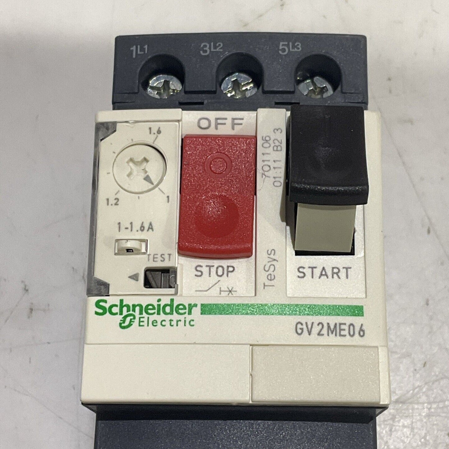 SCHNEIDER ELECTRIC GV2ME06 MOTOR CIRCUIT BREAKER 1-1.6 A 120-600VAC U3S