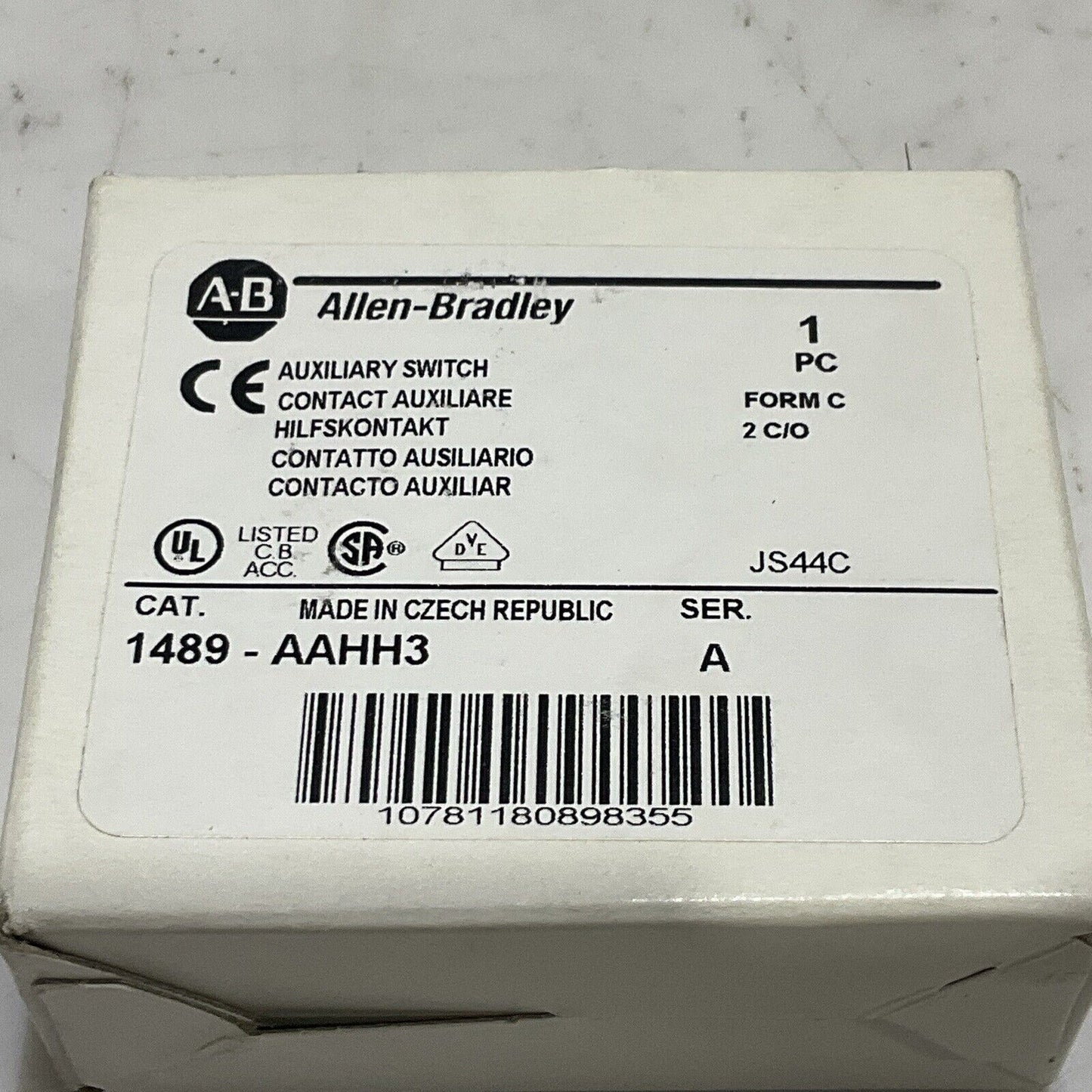 AB ALLEN BRADLEY 1489-AAHH3 AUXILIARY SWITCH SERIES A 230 VAC 110VDC U3S