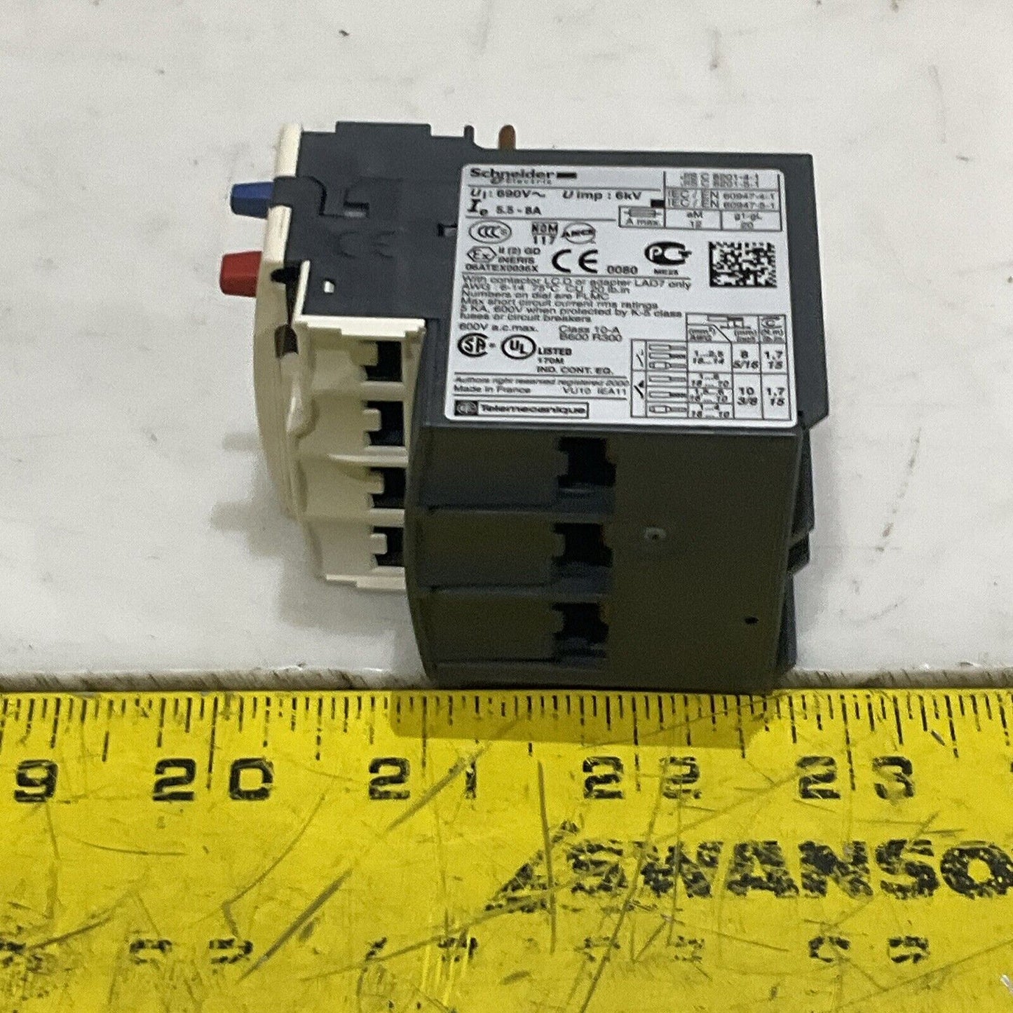 SCHNEIDER ELECTRIC LRD12 TESYS 034680 OVERLOAD RELAY 5.5-8A U3S