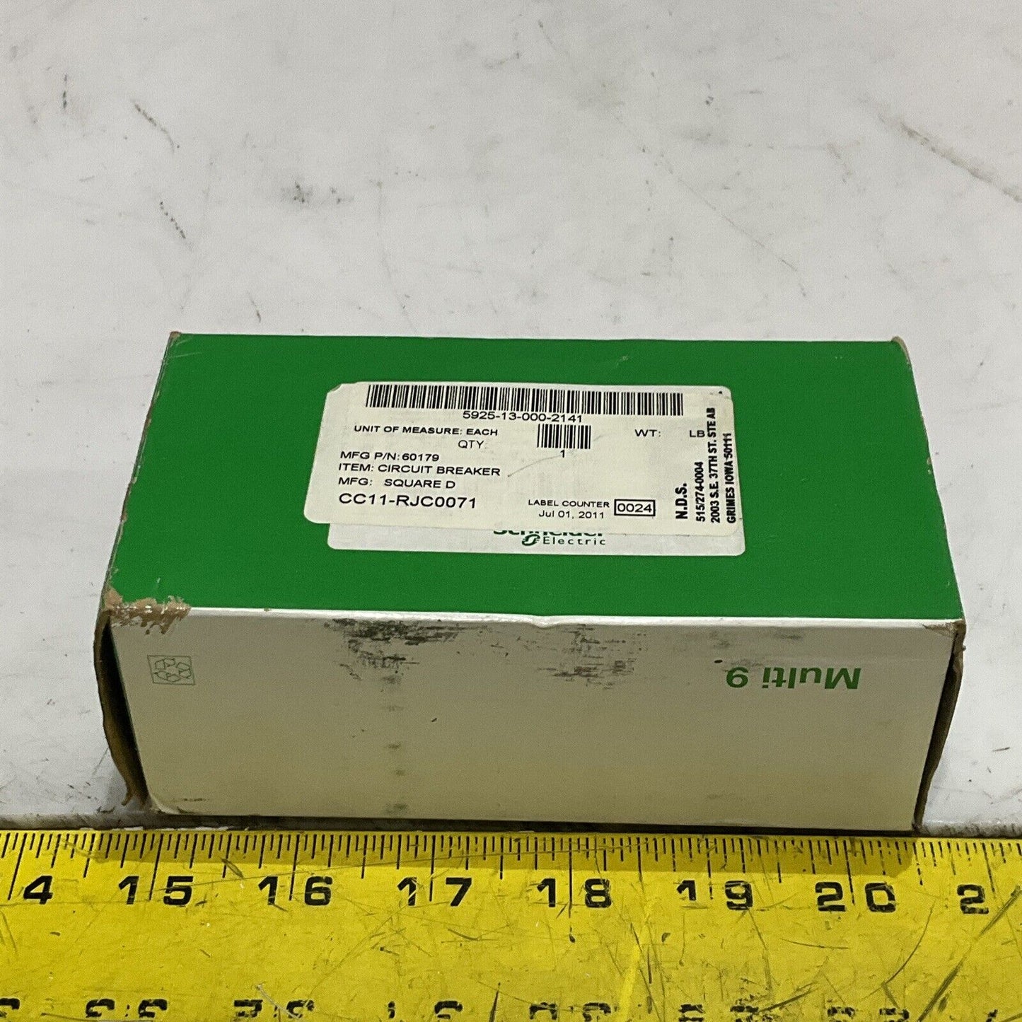 SCHNEIDER ELECTRIC 60179 C15A C60 MULTI 9 MINI CIRCUIT BREAKER 240V 50/60 HZ U3S