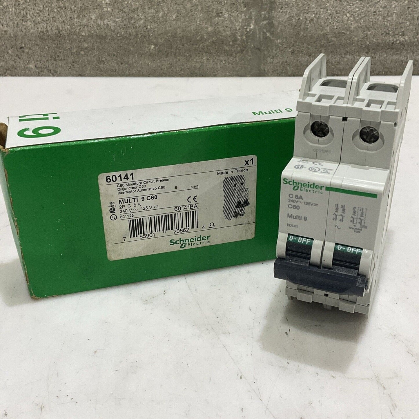 SCHNEIDER ELECTRIC MULTI 9 C60 2P C6A 60141 MINI CIRCUIT BREAKER 240V 125V U3S