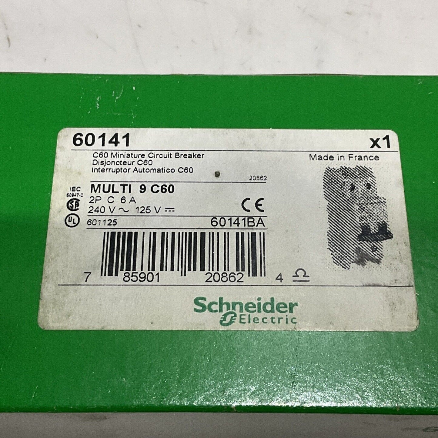 SCHNEIDER ELECTRIC MULTI 9 C60 2P C6A 60141 MINI CIRCUIT BREAKER 240V 125V U3S