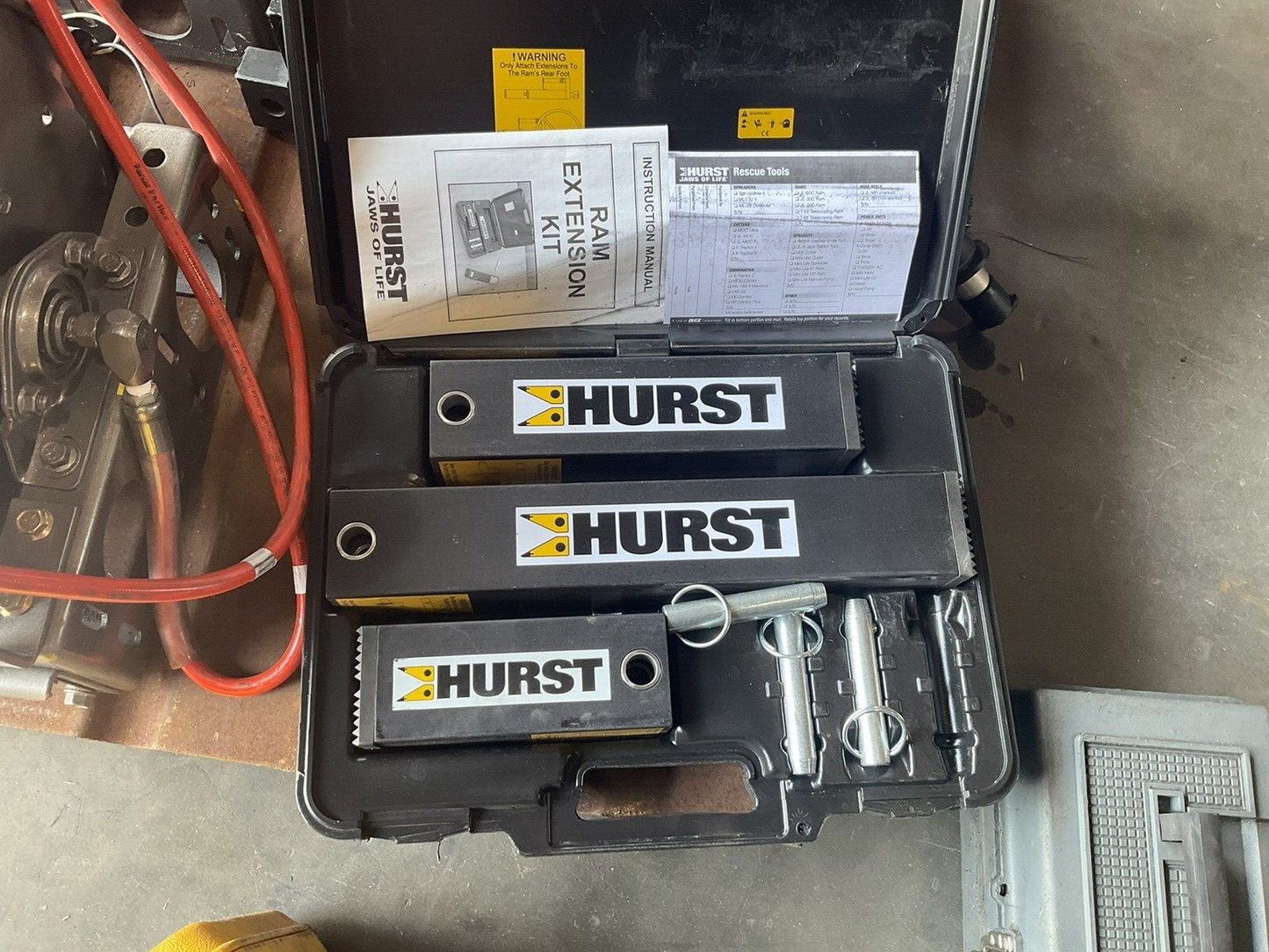 HURST JAWS OF LIFE SYSTEM, SPREADER CUTTER GAS HYDRAULIC PUMP, HOSE REELS, ETC