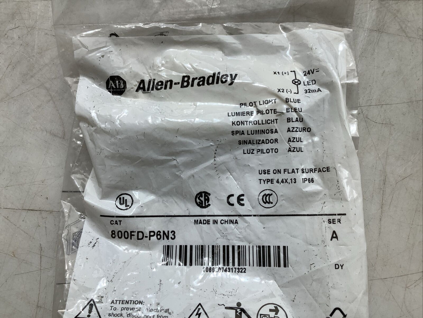 ALLEN BRADLEY 800FD-P6N3 PILOT LIGHT U3S - LOT OF 2