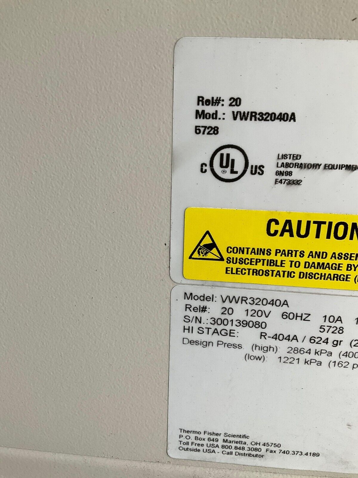 THERMO FISHER SCIENTIFIC FREEZER VWR32040A -40C ULTRA-LOW TEMPERATURE 120V