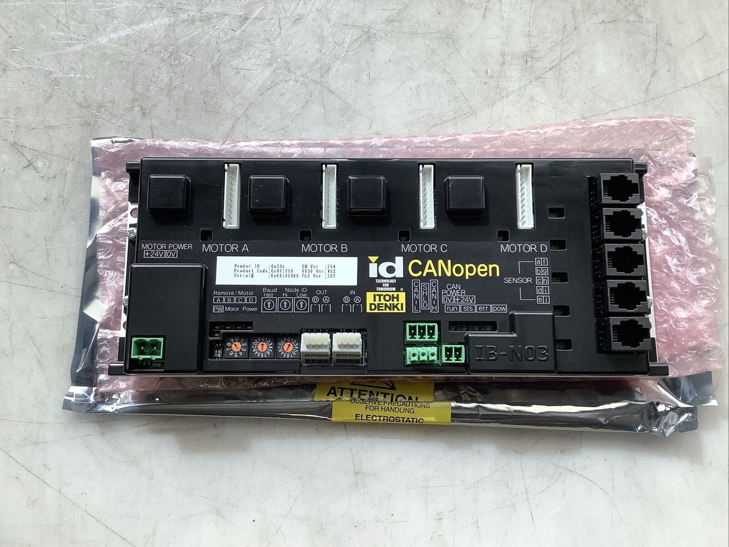 ITOH DENKI IB-N03 CANOPEN REMOTE MOTOR MODULE V850 24VDC U3S