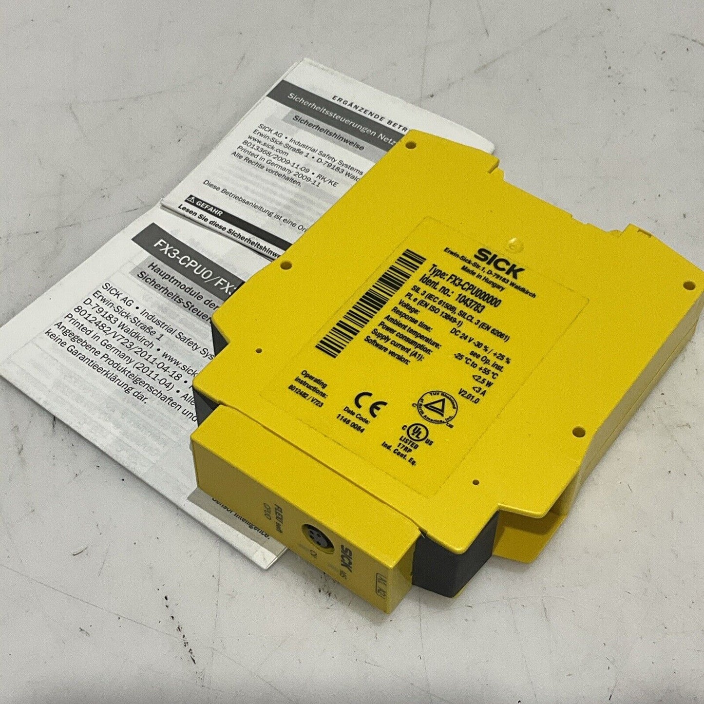 SICK FX3-CPU000000 1043783 FLEXI SOFT SAFETY RELAY MAIN MODULE 24V 3A 2.5 W U3S