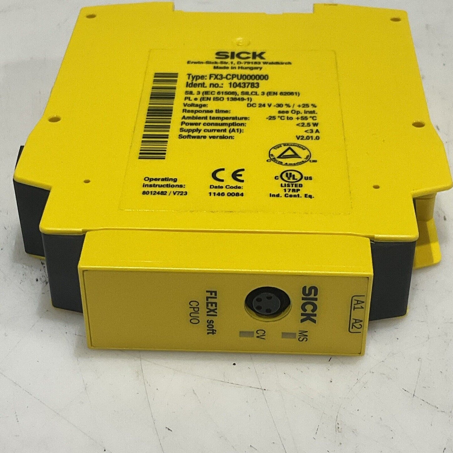 SICK FX3-CPU000000 1043783 FLEXI SOFT SAFETY RELAY MAIN MODULE 24V 3A 2.5 W U3S